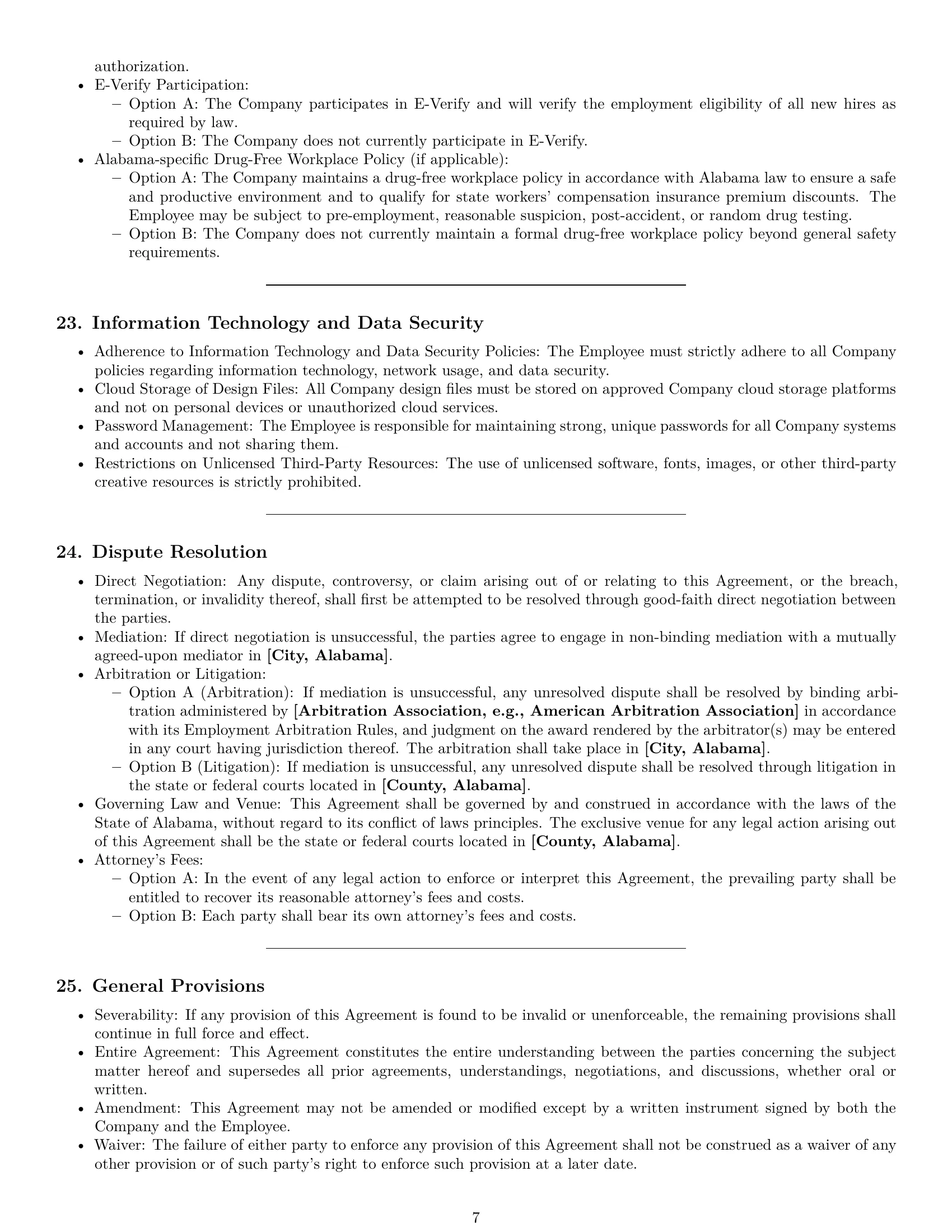 Preview page 7 of Pro Alabama graphic designer employment contract template