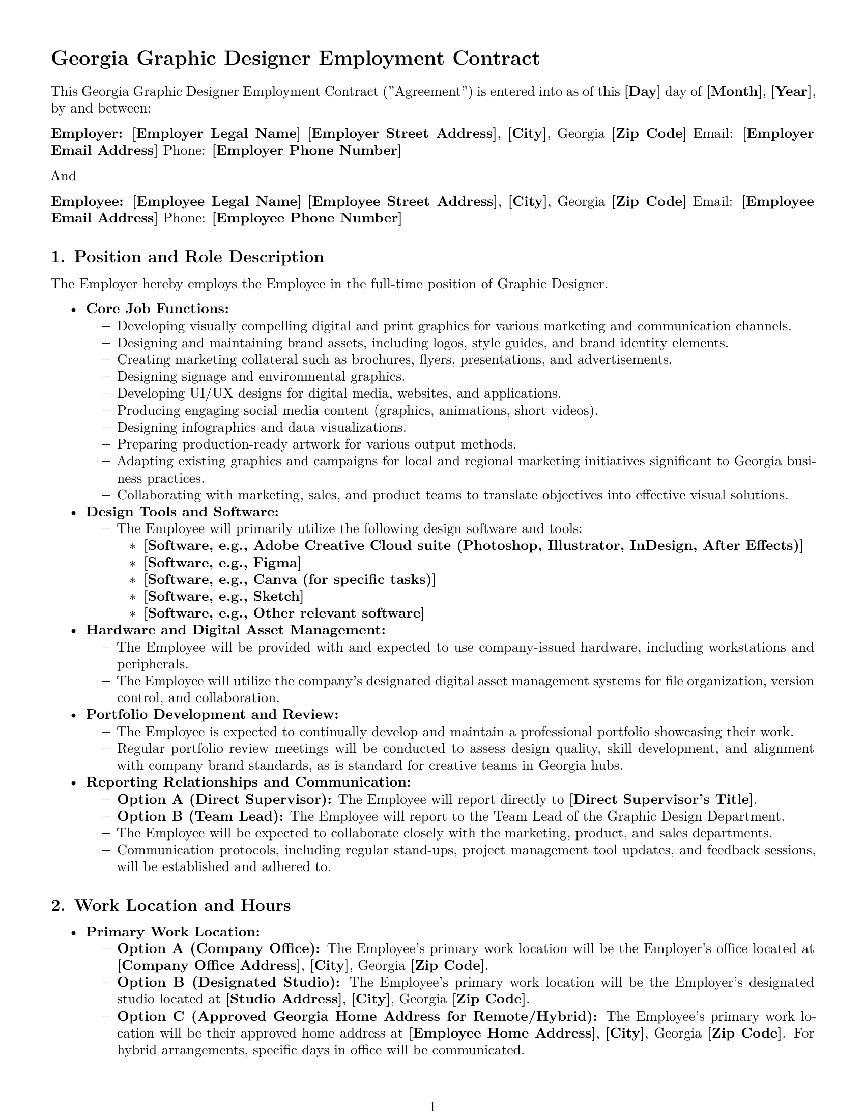 Preview page 1 of Pro Georgia graphic designer employment contract template