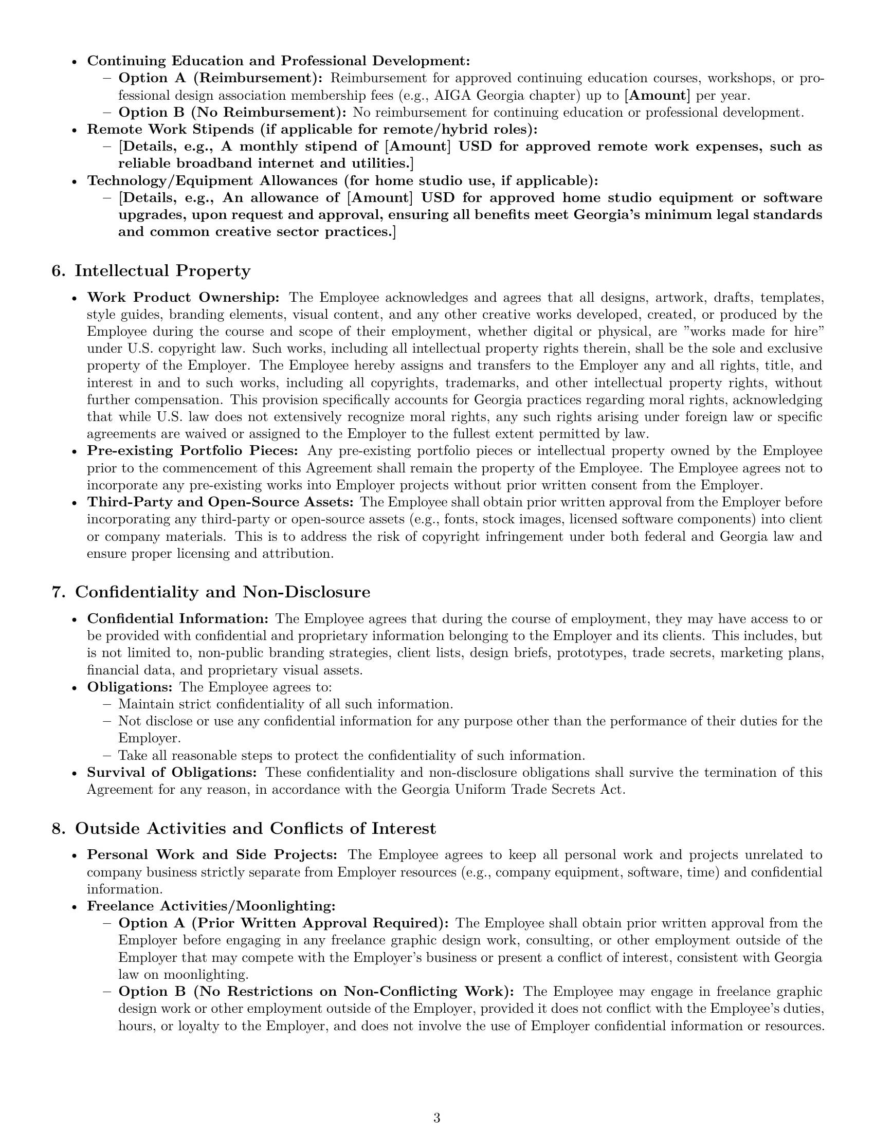 Preview page 3 of Pro Georgia graphic designer employment contract template