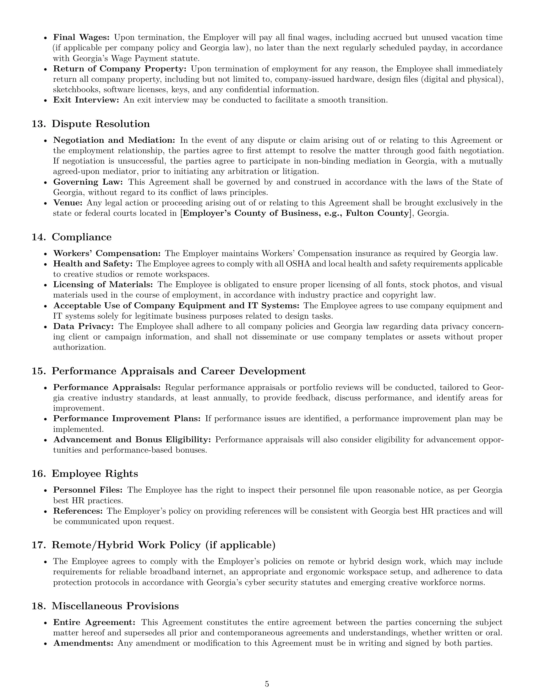 Preview page 5 of Pro Georgia graphic designer employment contract template