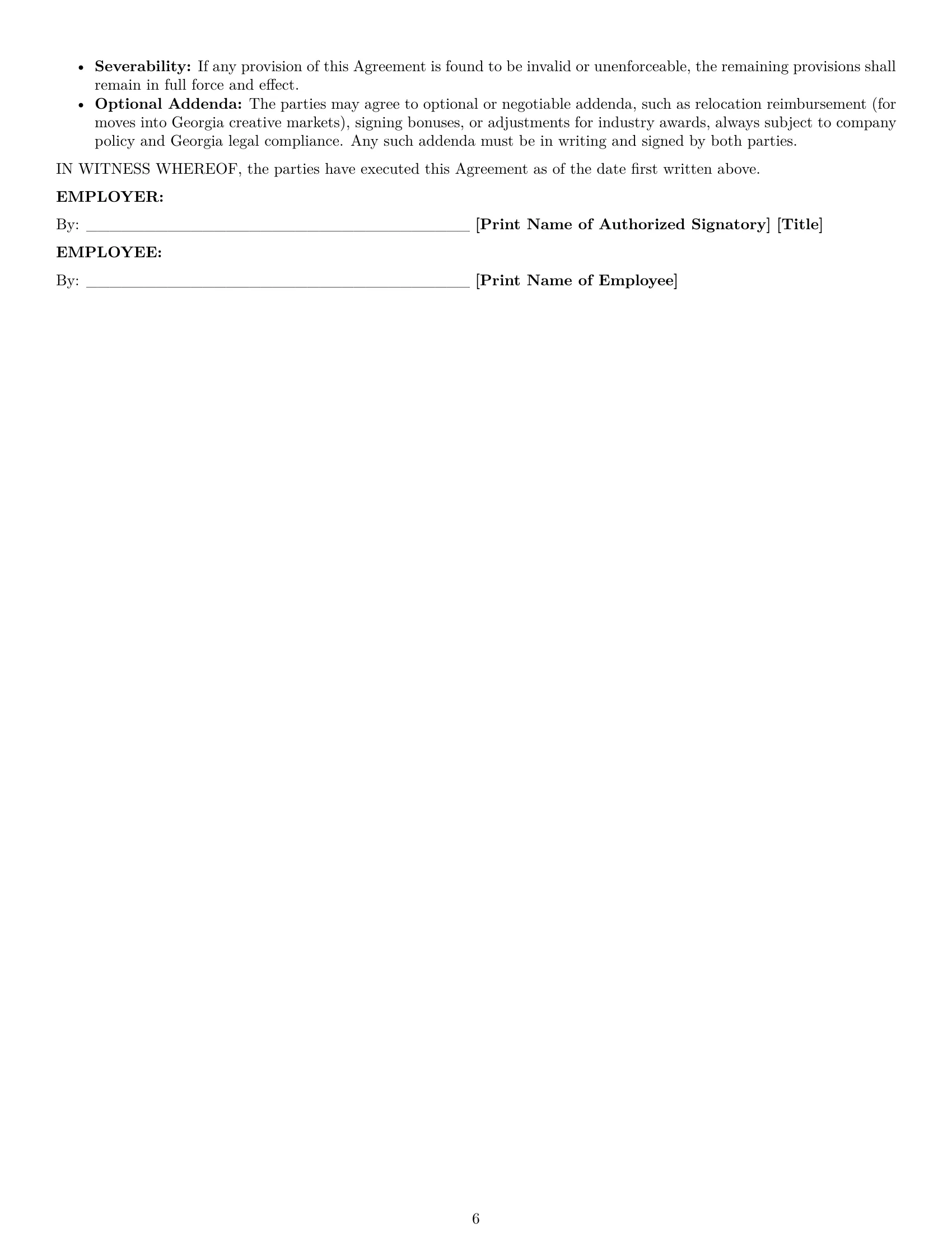 Preview page 6 of Pro Georgia graphic designer employment contract template
