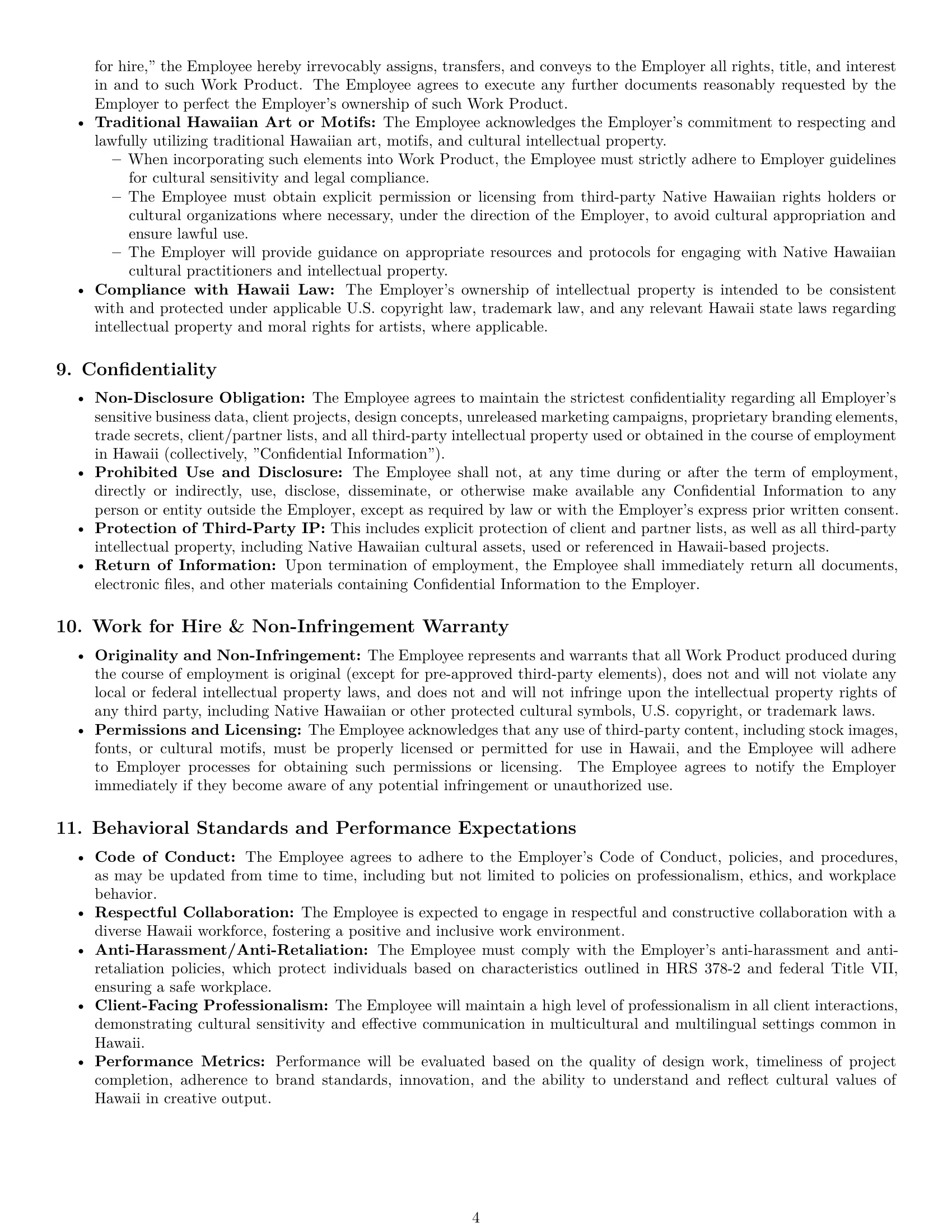 Preview page 4 of Pro Hawaii graphic designer employment contract template