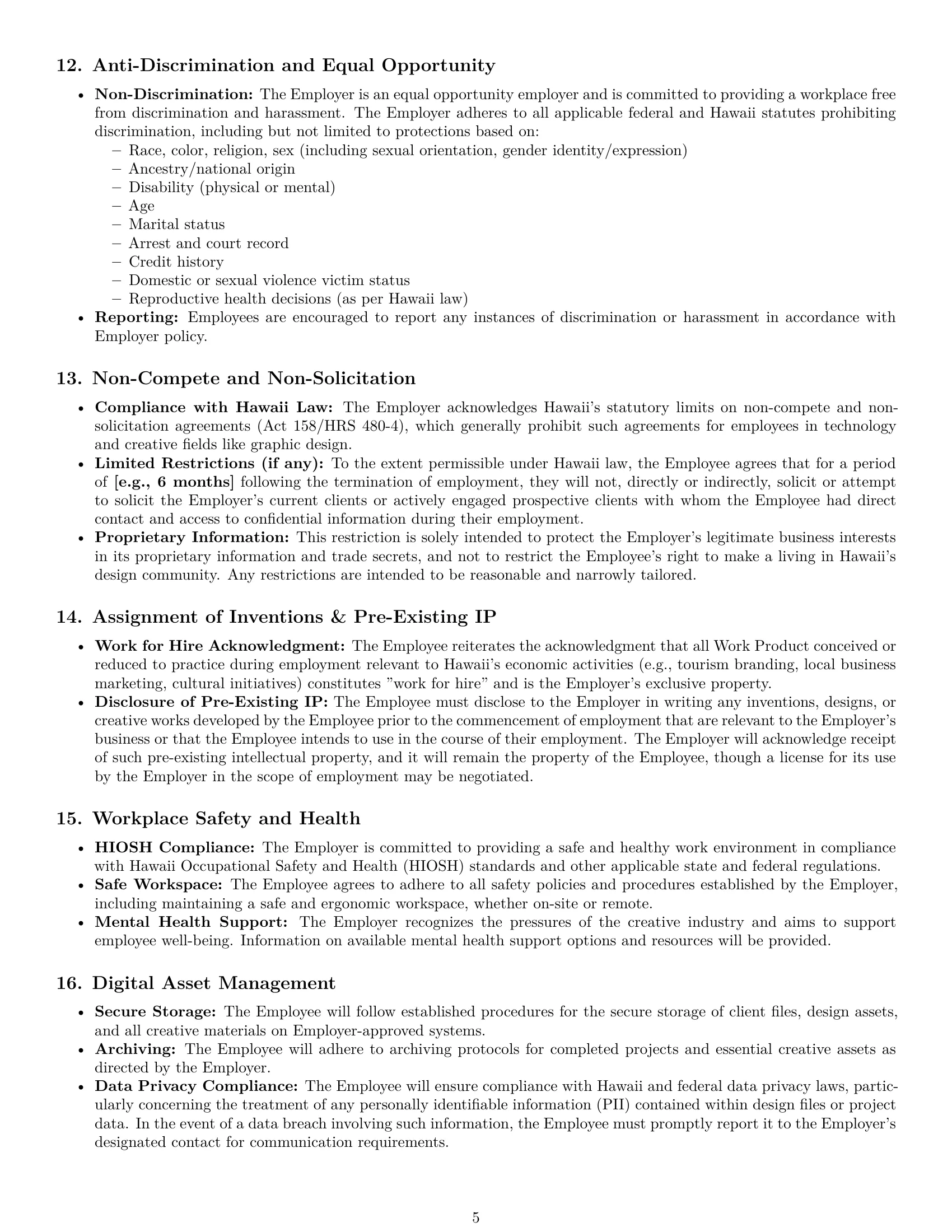 Preview page 5 of Pro Hawaii graphic designer employment contract template