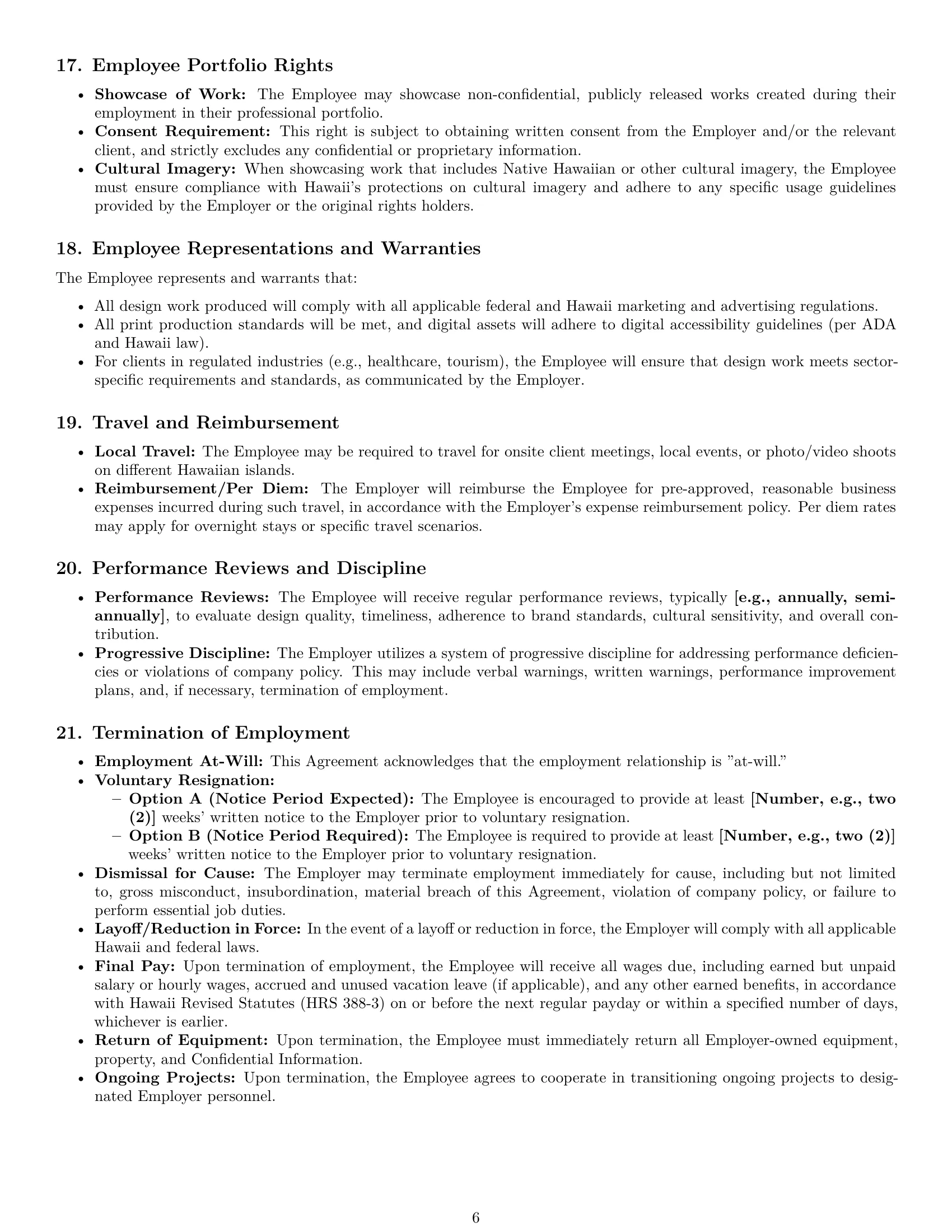 Preview page 6 of Pro Hawaii graphic designer employment contract template