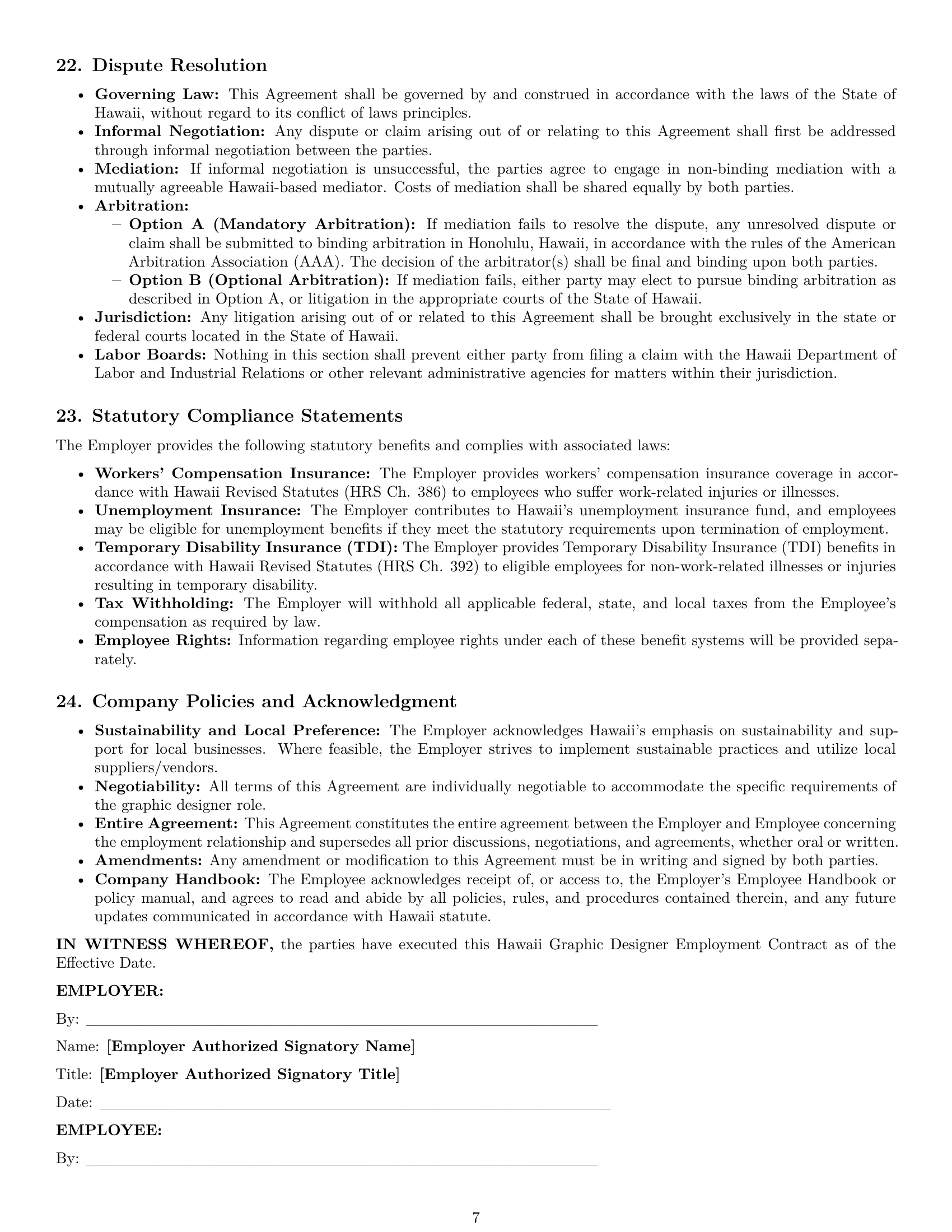 Preview page 7 of Pro Hawaii graphic designer employment contract template