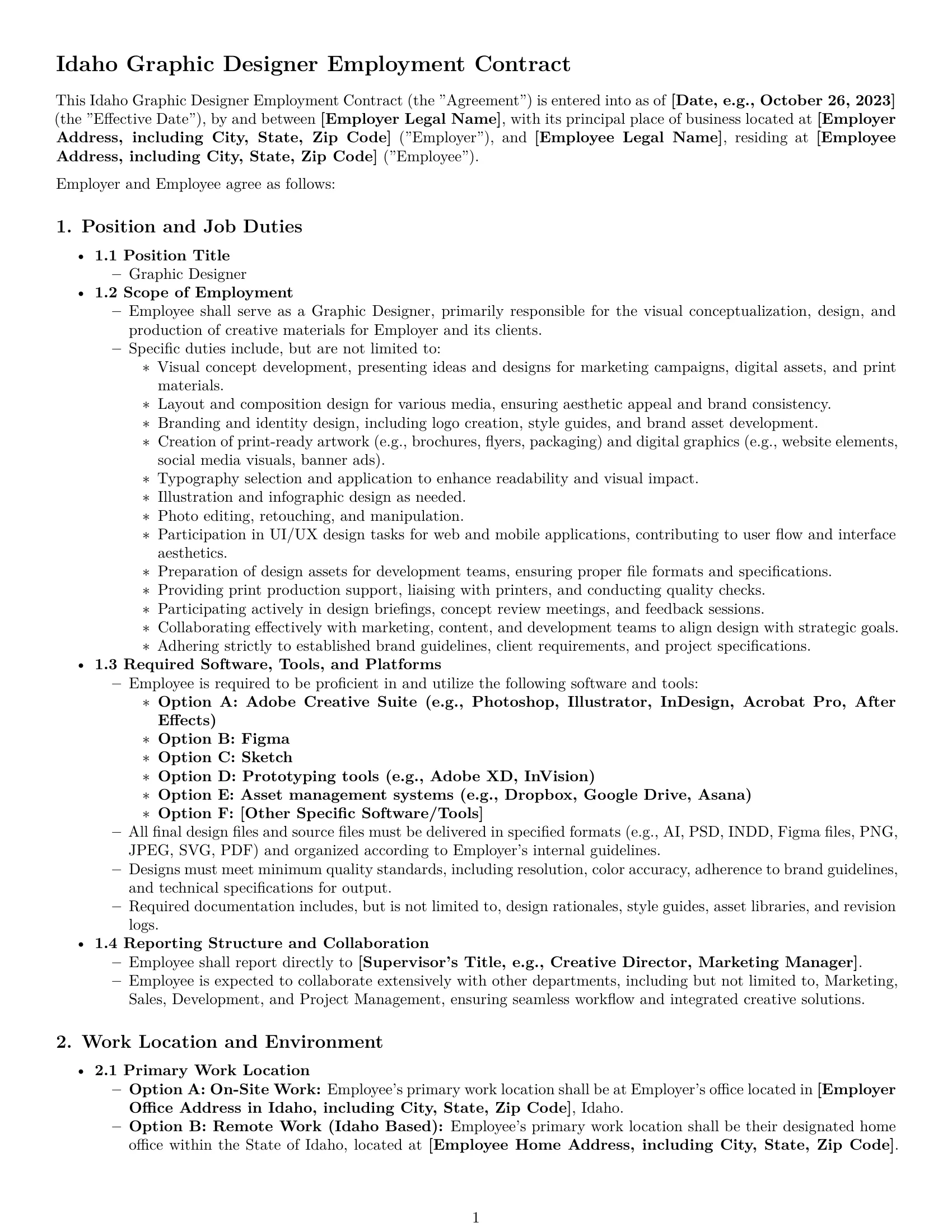 Preview page 1 of Pro Idaho graphic designer employment contract template