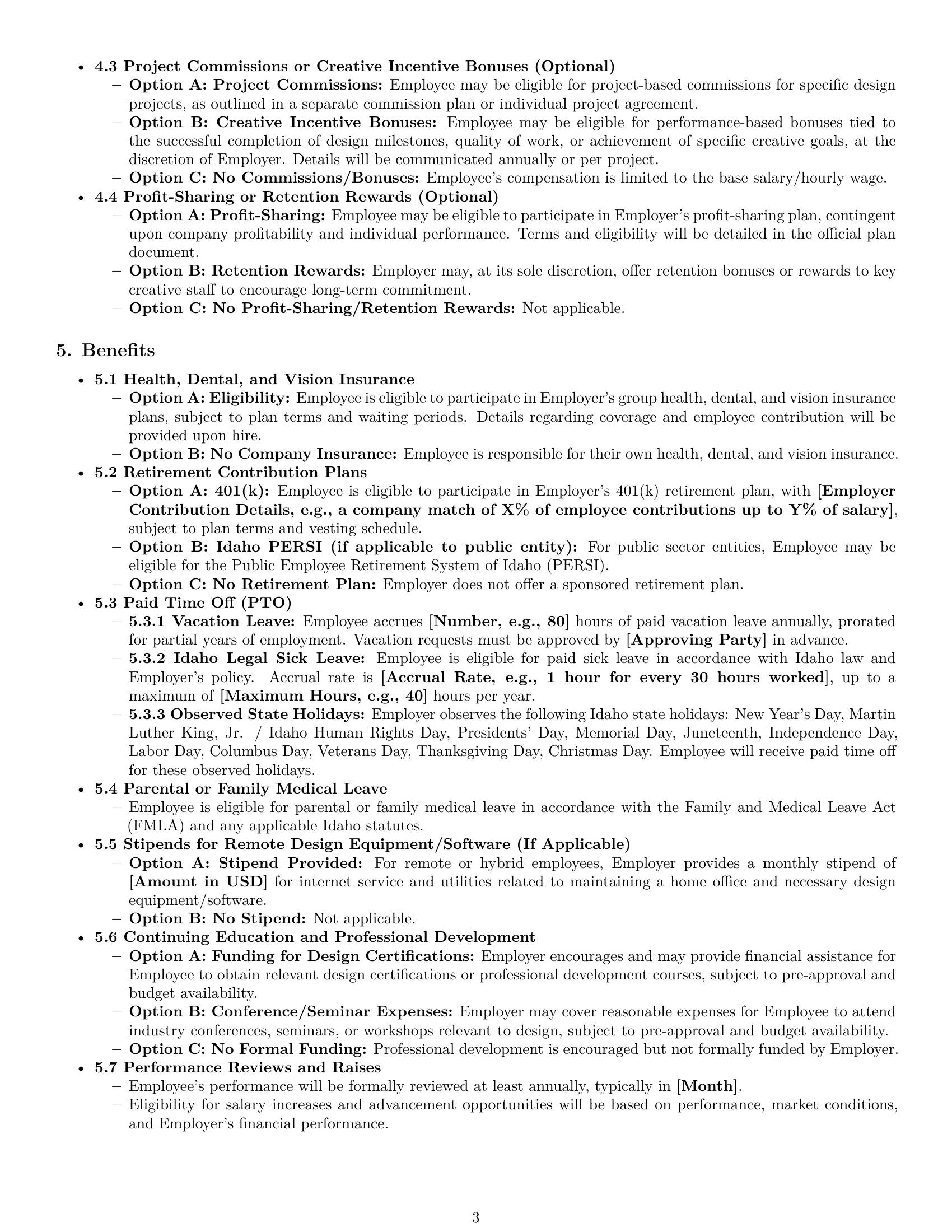 Preview page 3 of Pro Idaho graphic designer employment contract template