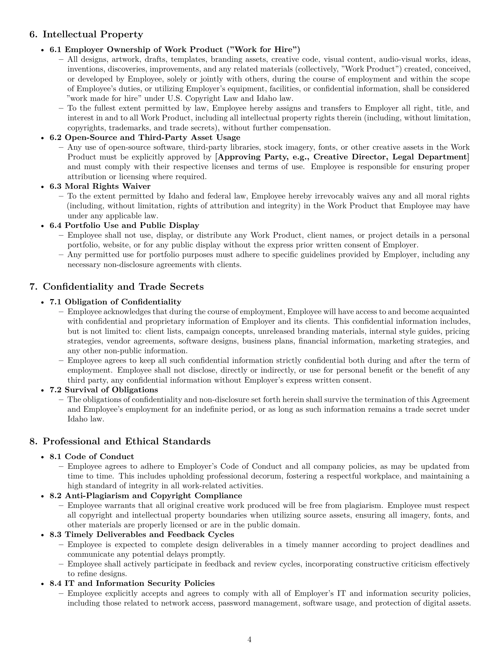 Preview page 4 of Pro Idaho graphic designer employment contract template