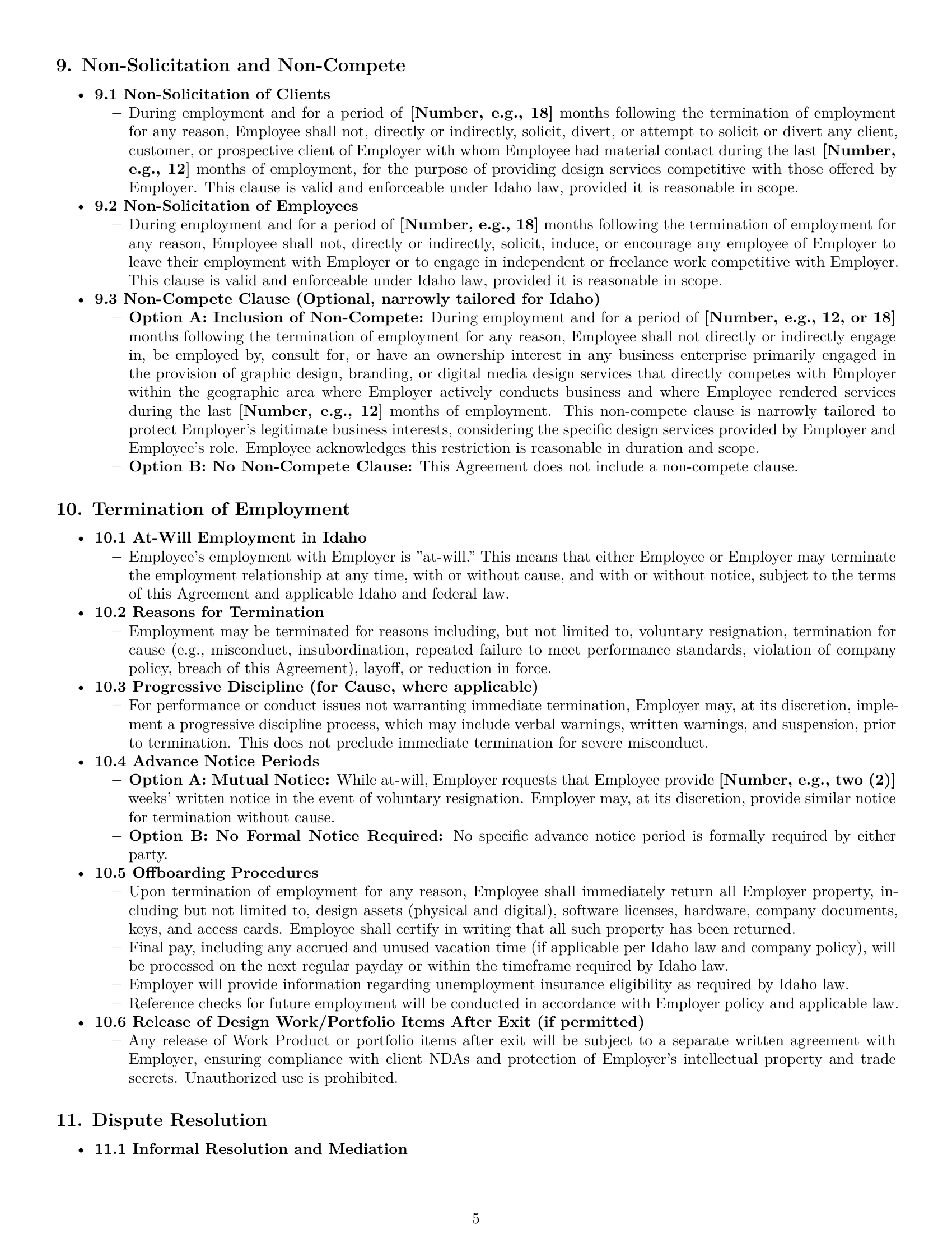 Preview page 5 of Pro Idaho graphic designer employment contract template