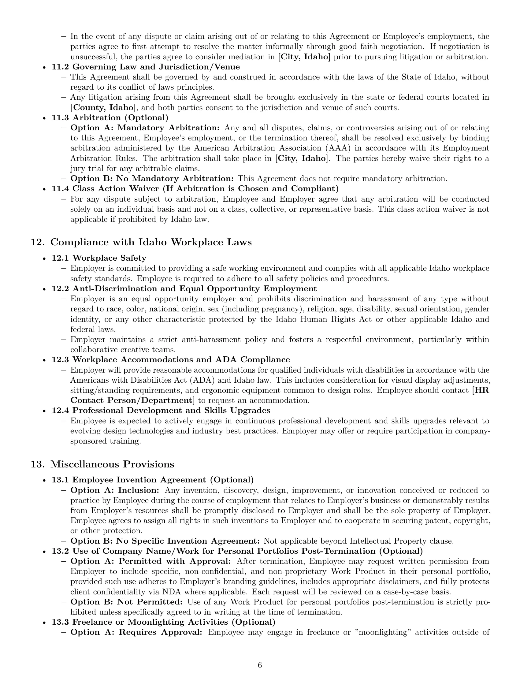 Preview page 6 of Pro Idaho graphic designer employment contract template