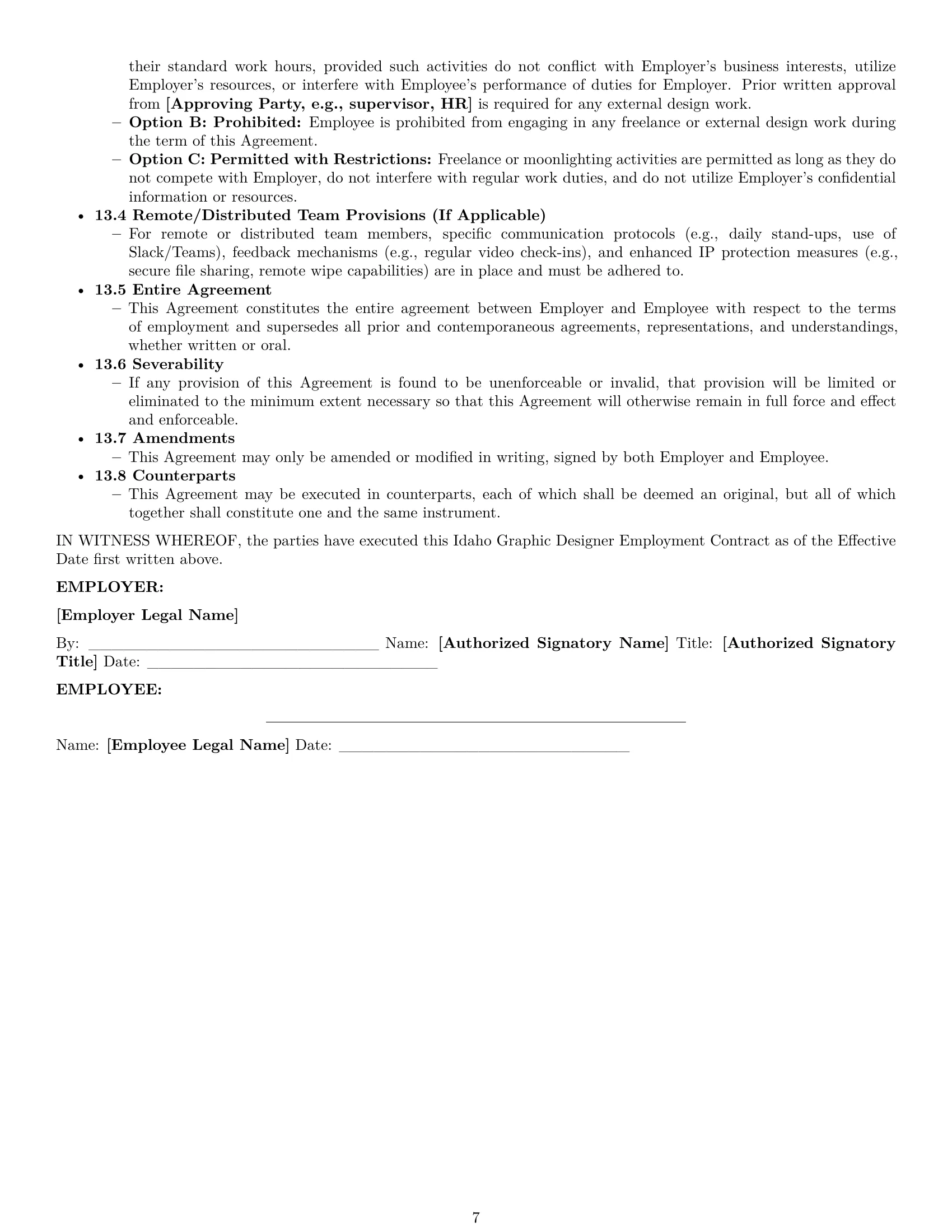 Preview page 7 of Pro Idaho graphic designer employment contract template