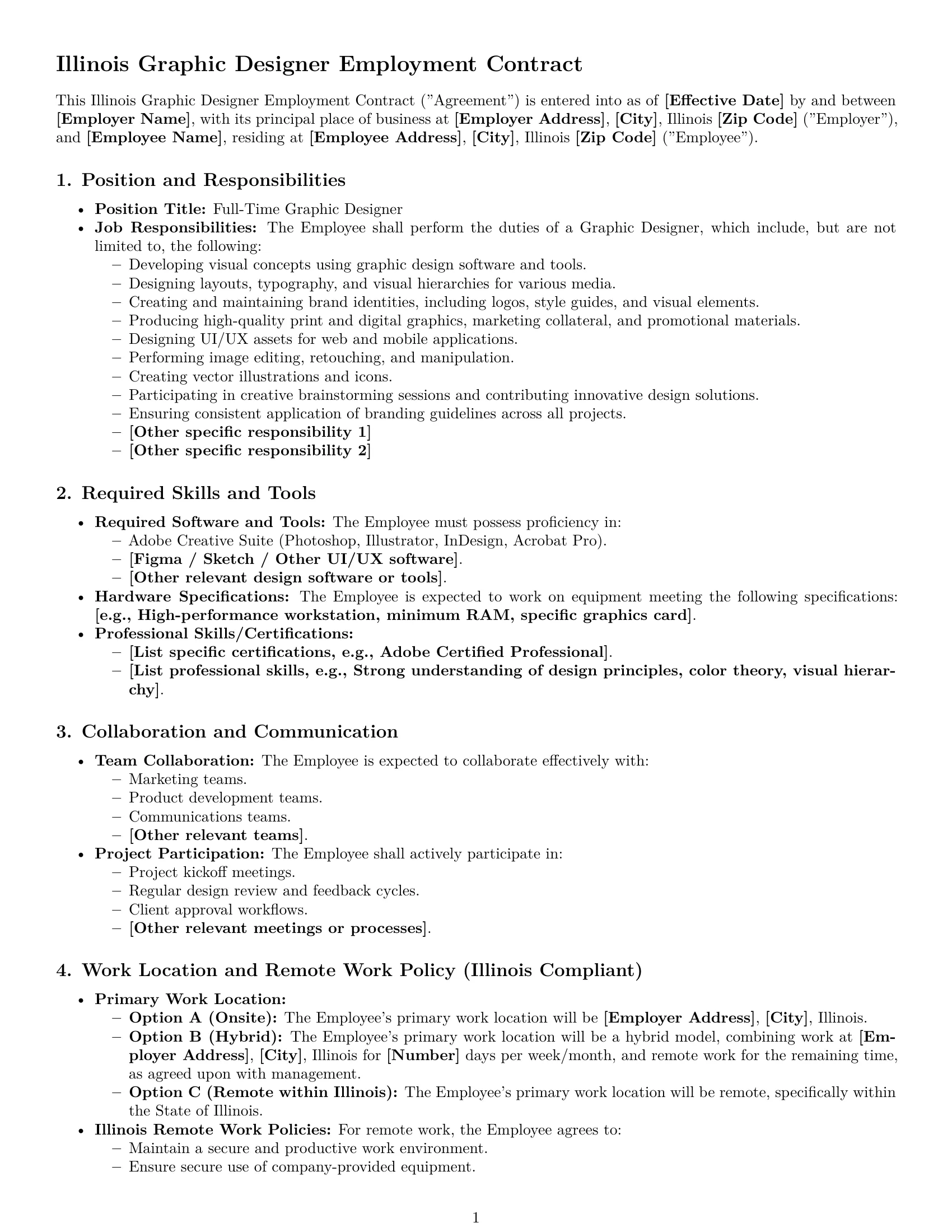 Preview page 1 of Pro Illinois graphic designer employment contract template