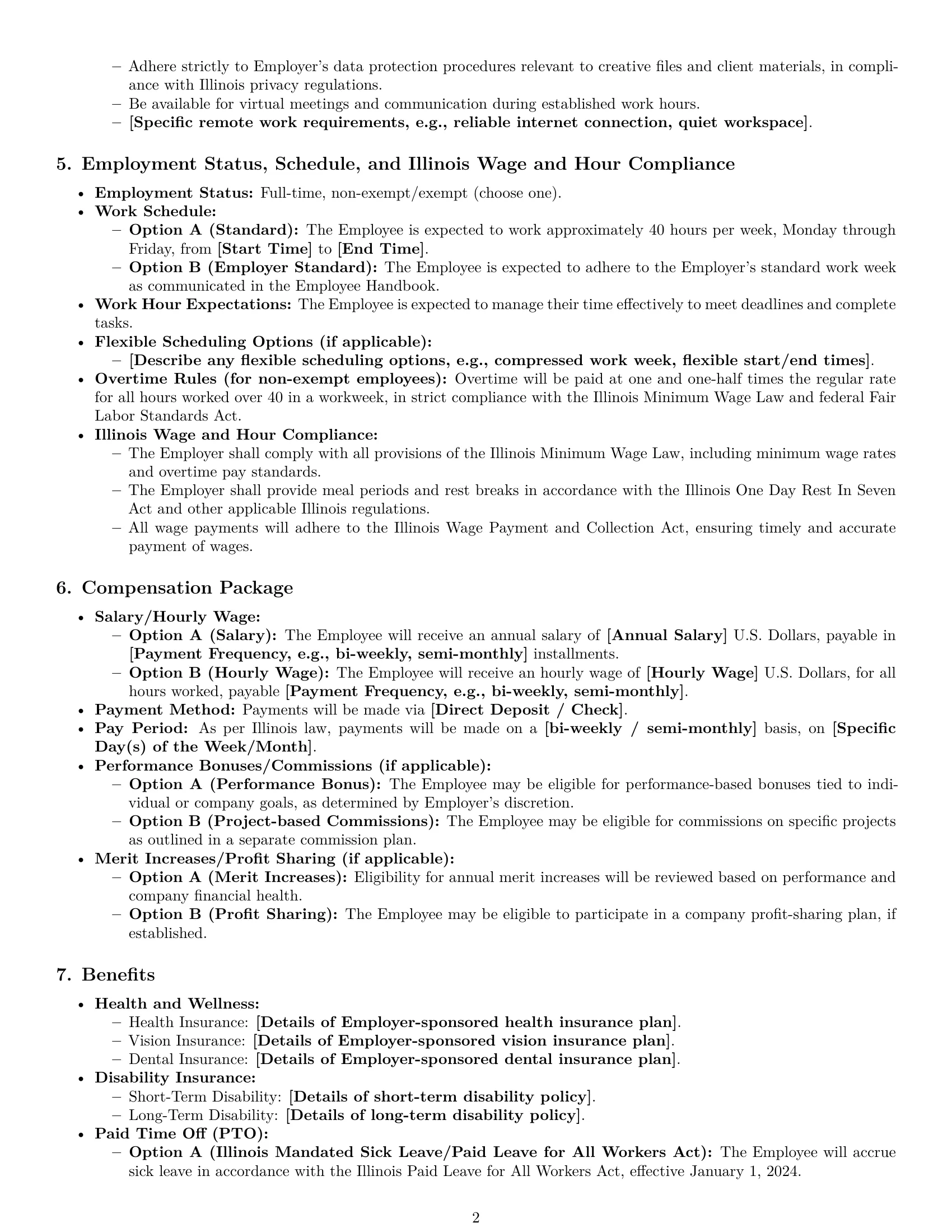 Preview page 2 of Pro Illinois graphic designer employment contract template