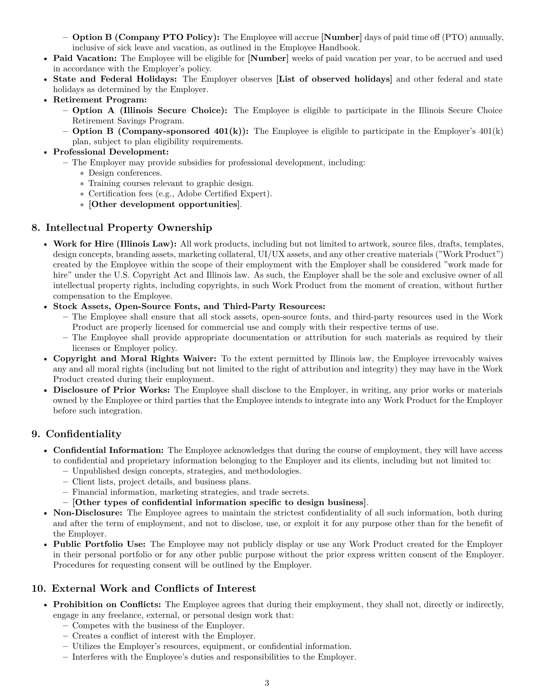 Preview page 3 of Pro Illinois graphic designer employment contract template