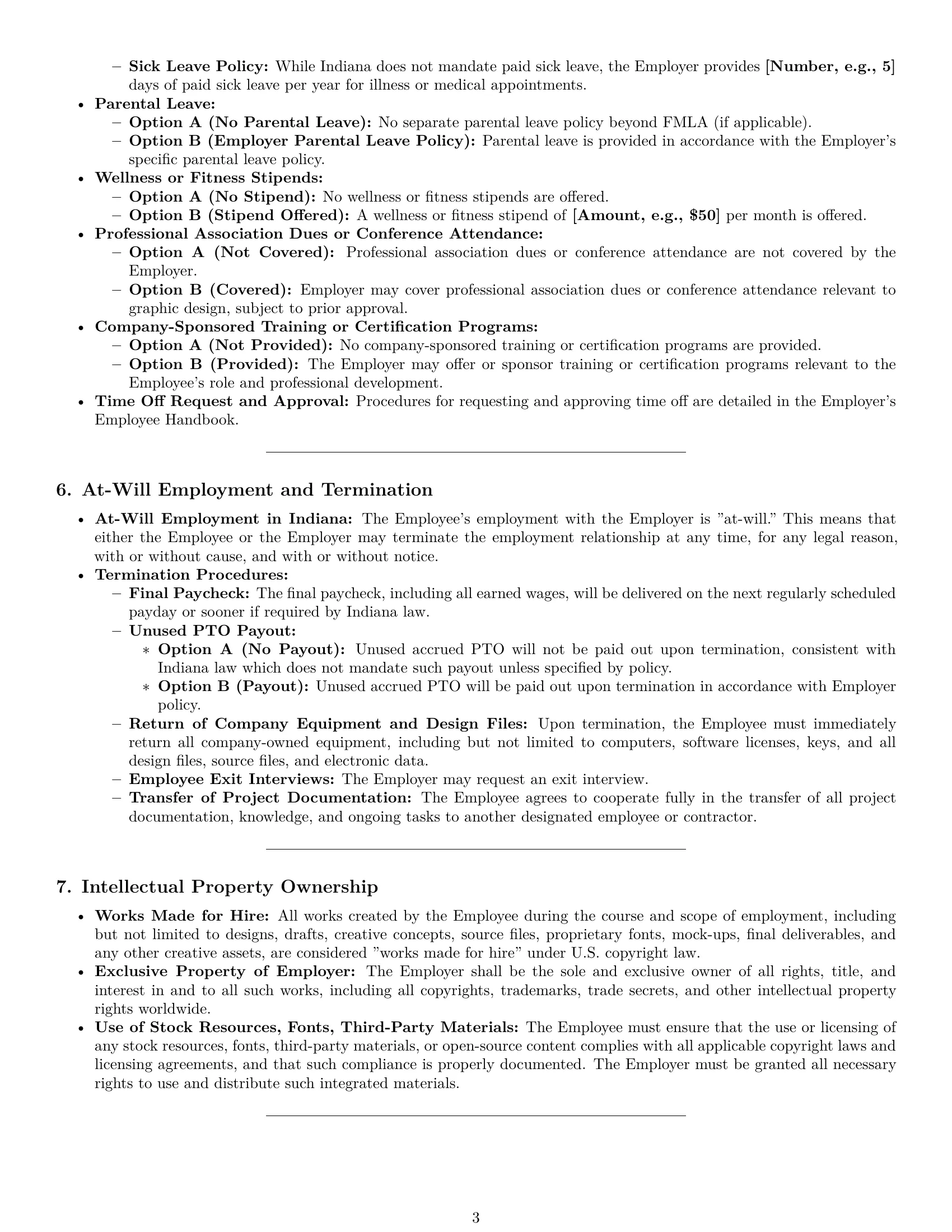 Preview page 3 of Pro Indiana graphic designer employment contract template