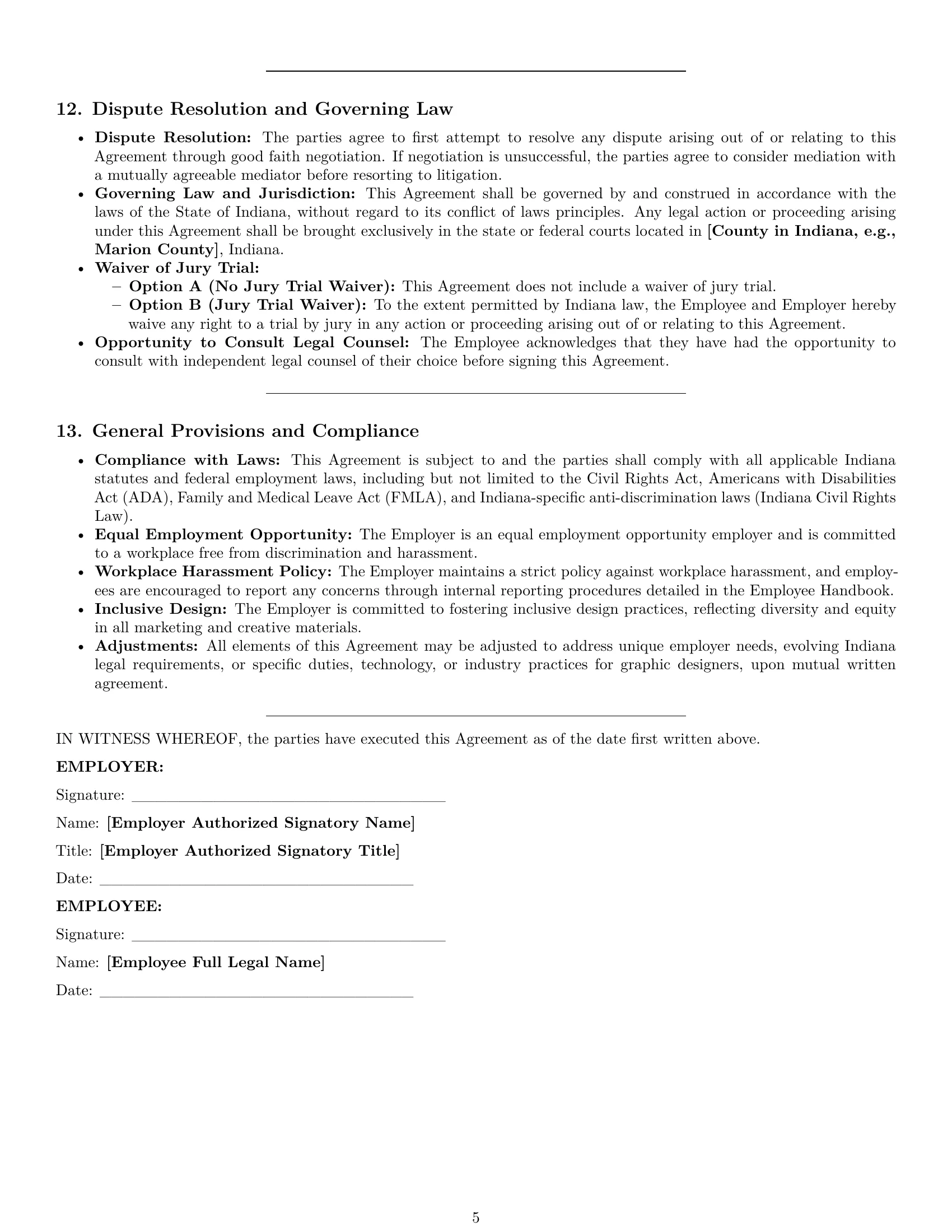 Preview page 5 of Pro Indiana graphic designer employment contract template