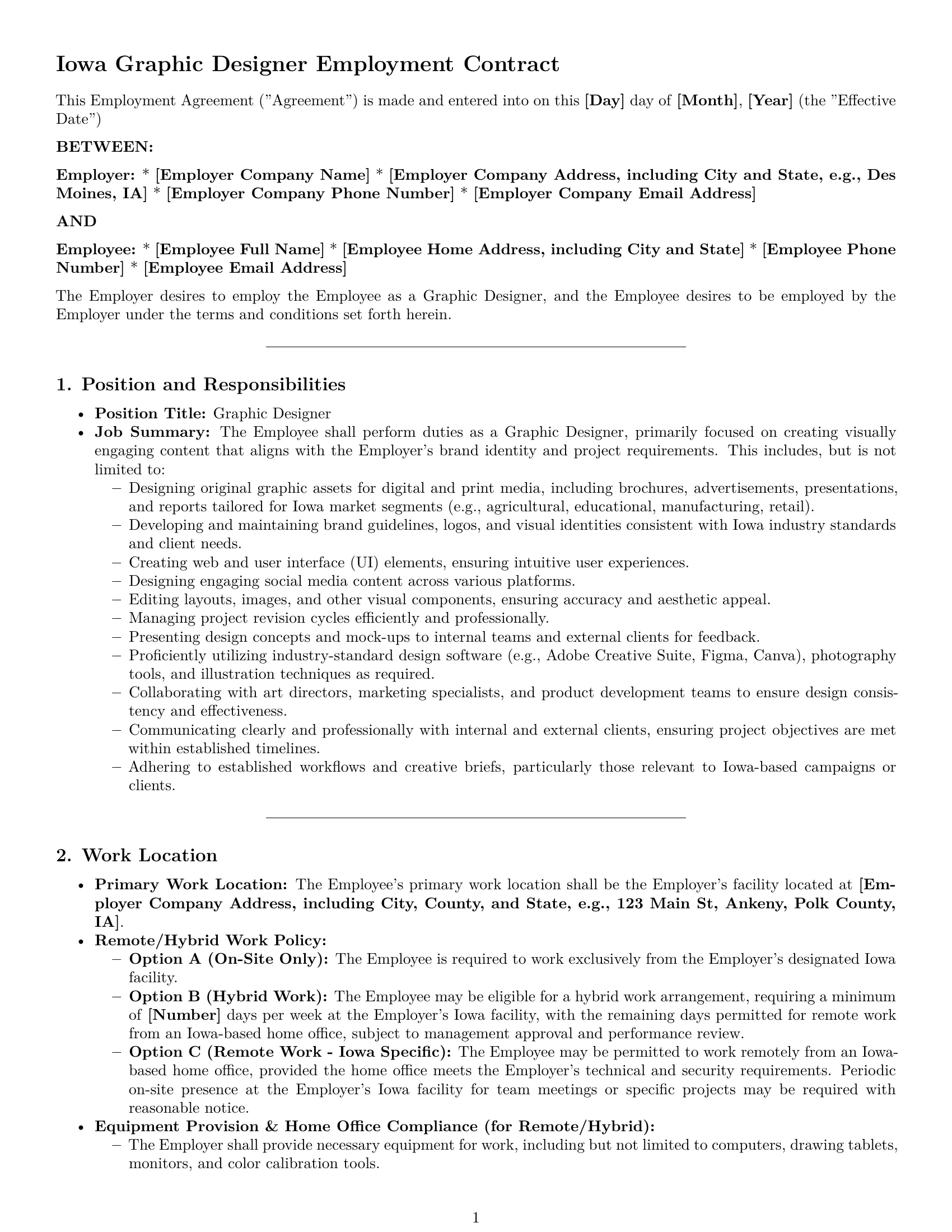 Preview page 1 of Pro Iowa graphic designer employment contract template
