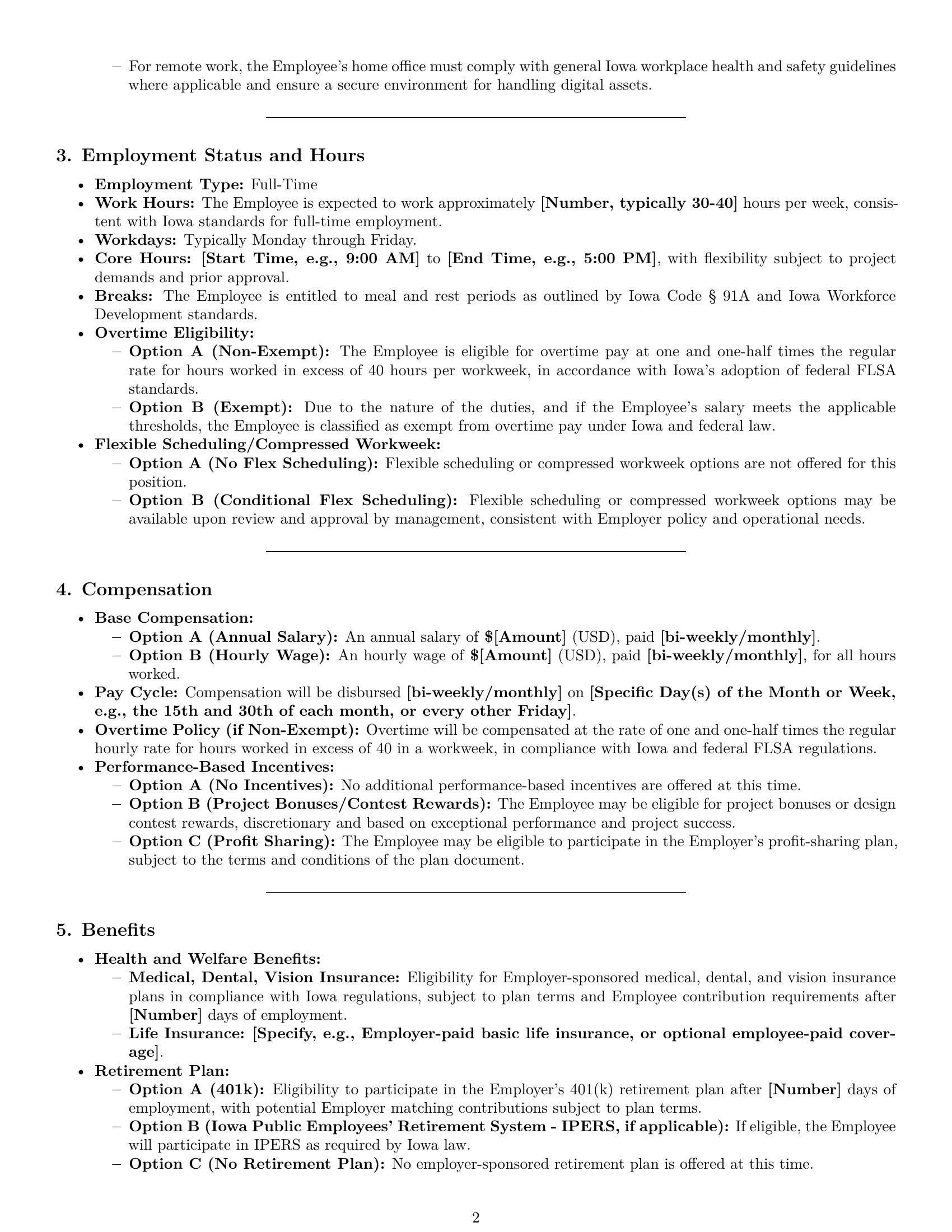 Preview page 2 of Pro Iowa graphic designer employment contract template