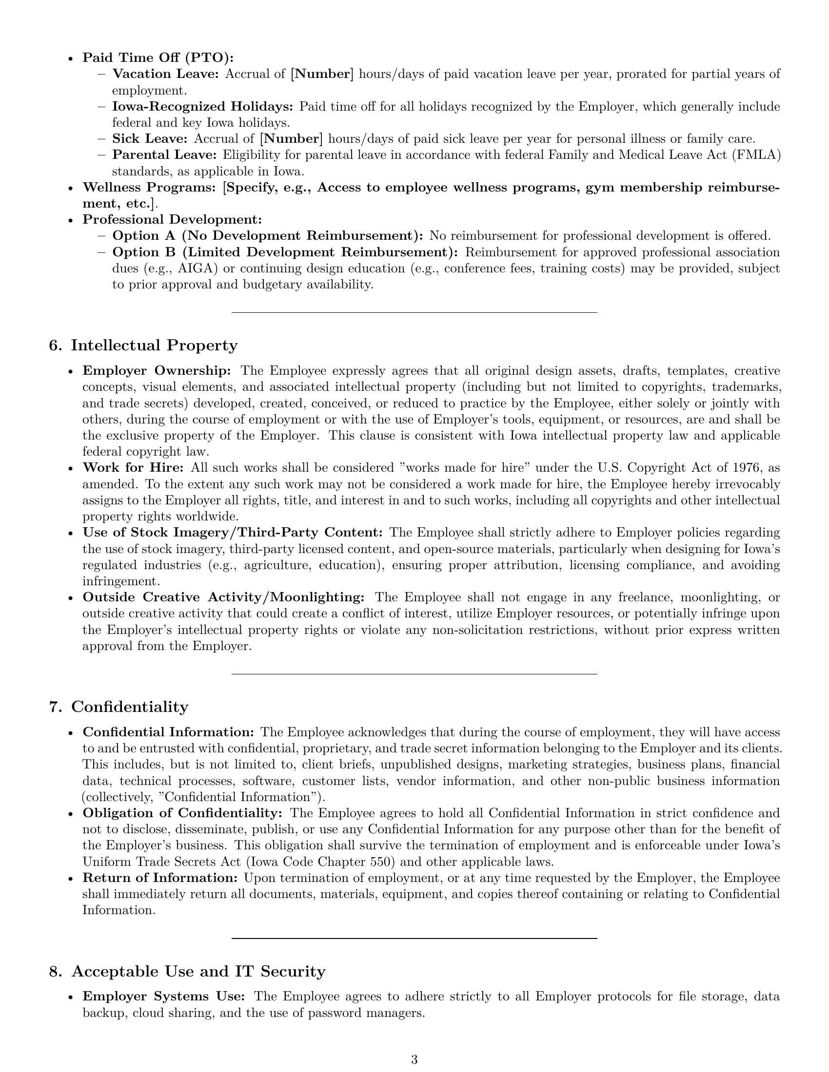 Preview page 3 of Pro Iowa graphic designer employment contract template
