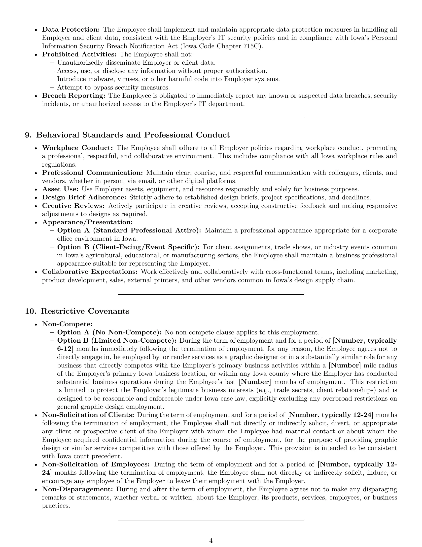 Preview page 4 of Pro Iowa graphic designer employment contract template
