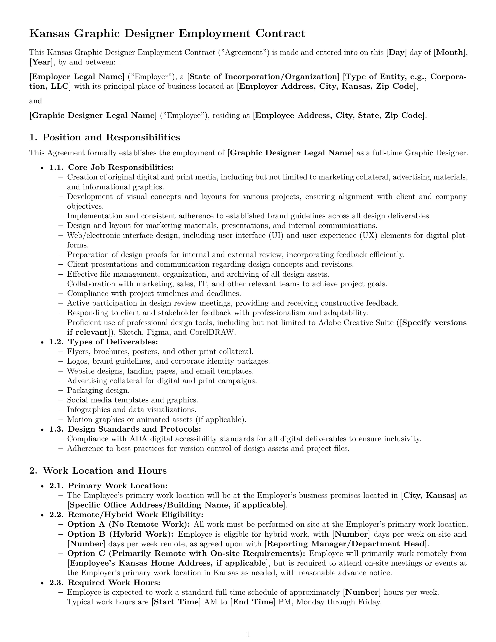 Preview page 1 of Pro Kansas graphic designer employment contract template