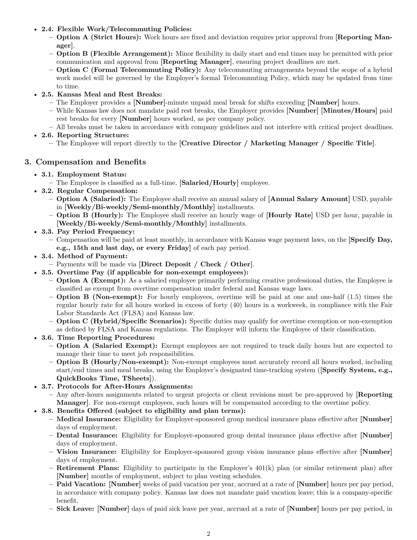 Preview page 2 of Pro Kansas graphic designer employment contract template