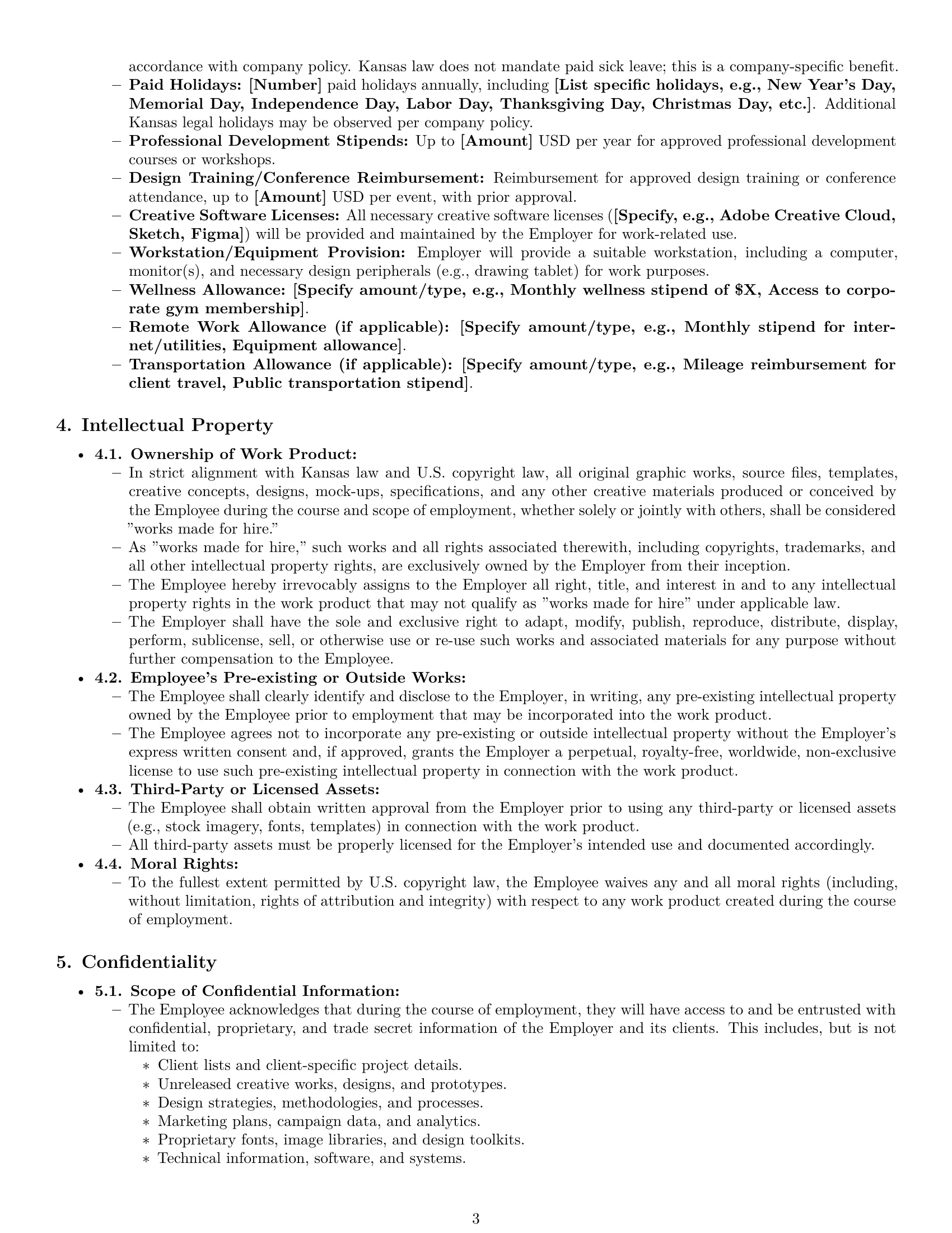 Preview page 3 of Pro Kansas graphic designer employment contract template