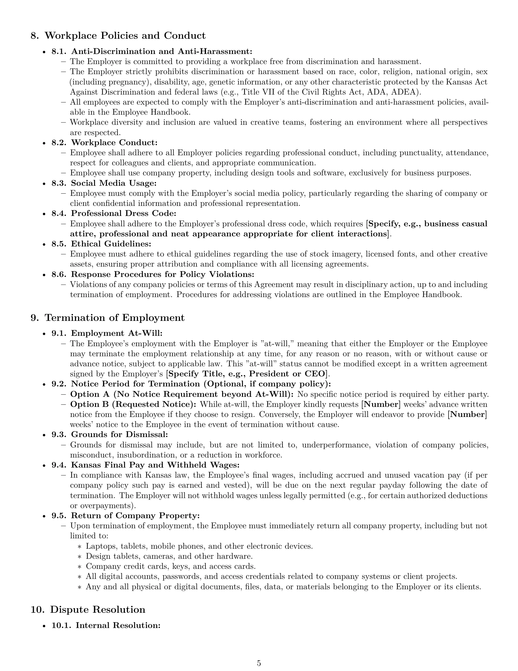 Preview page 5 of Pro Kansas graphic designer employment contract template