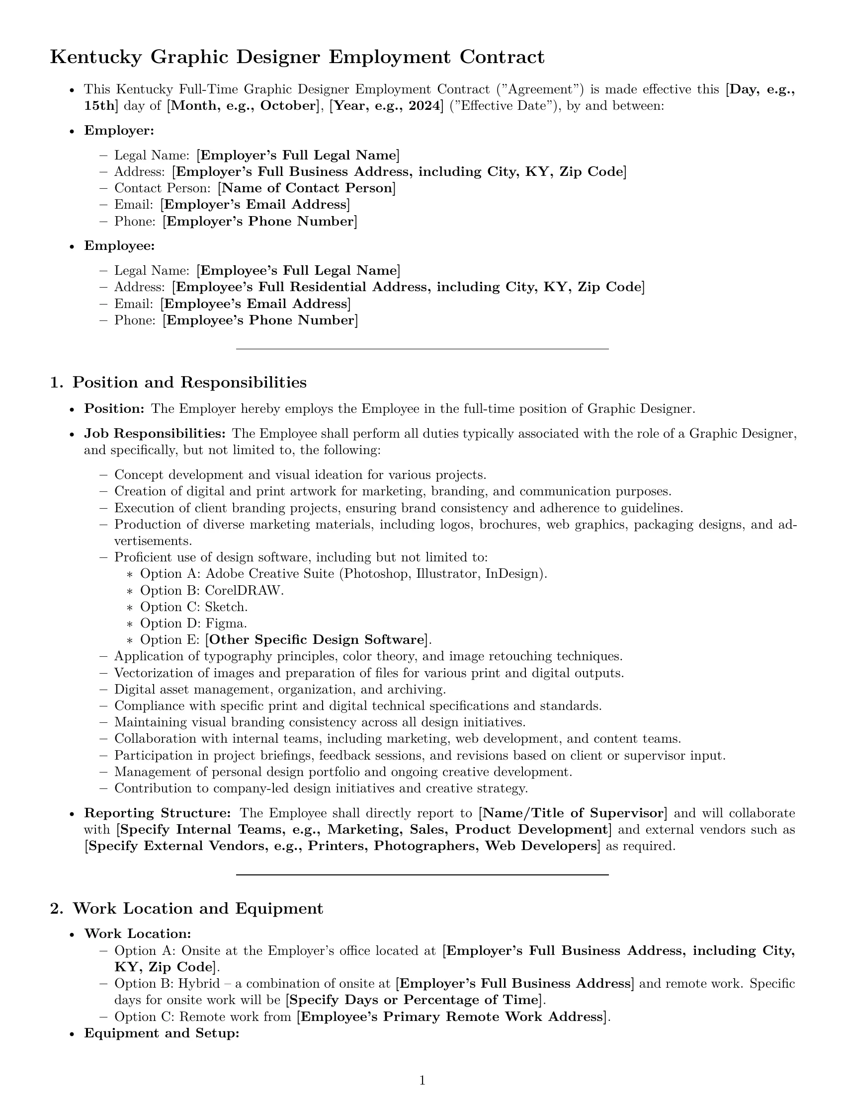 Preview page 1 of Pro Kentucky graphic designer employment contract template