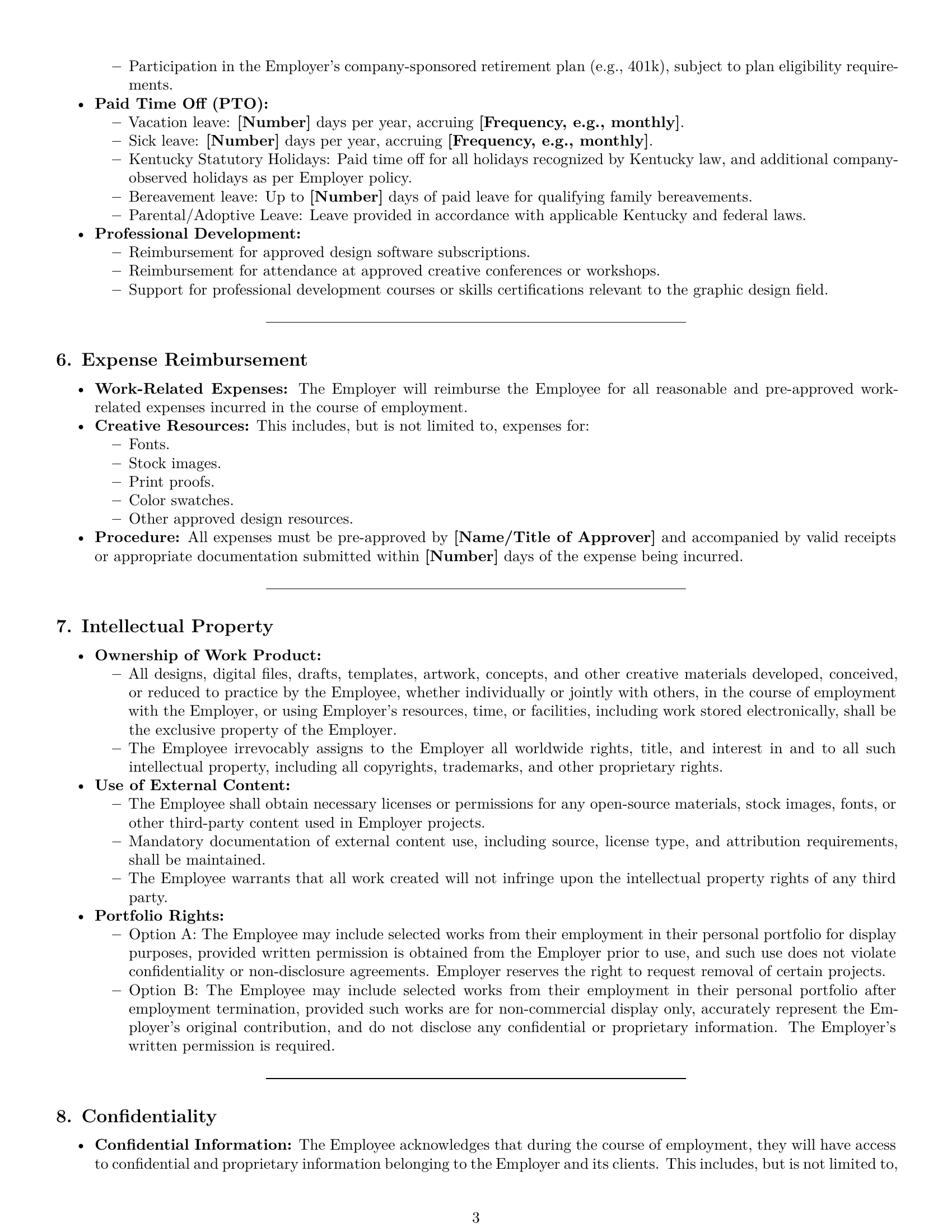 Preview page 3 of Pro Kentucky graphic designer employment contract template