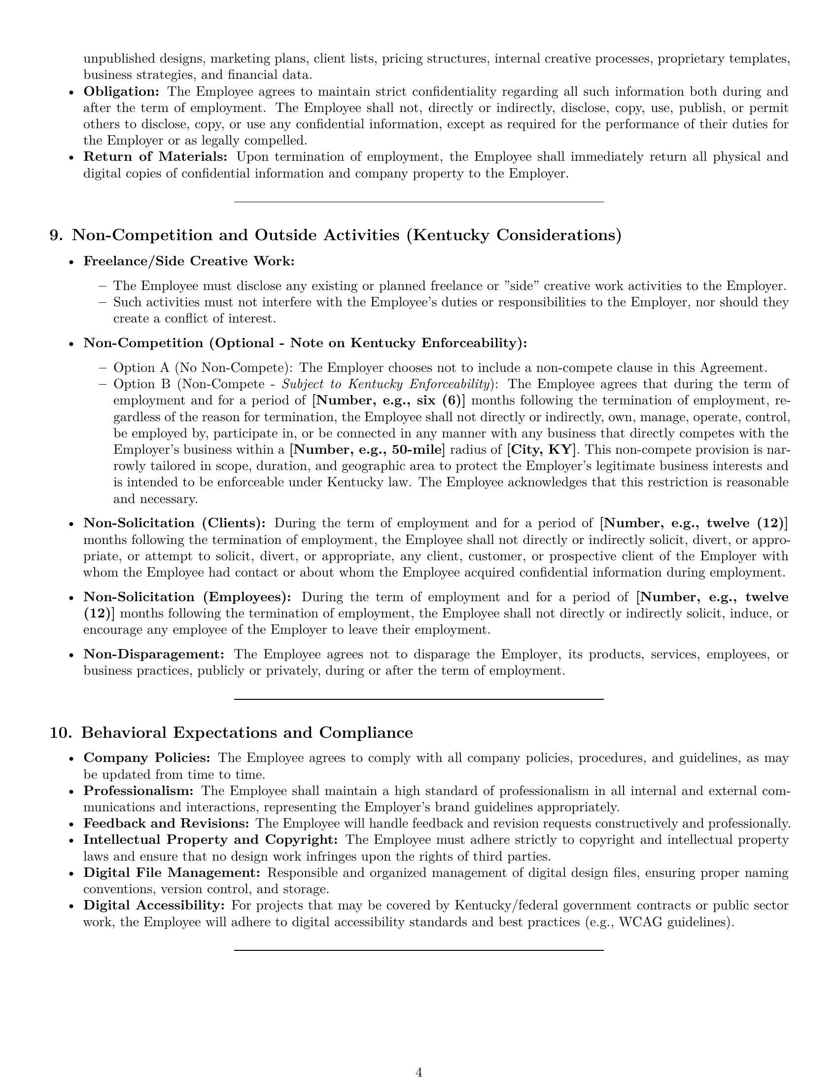 Preview page 4 of Pro Kentucky graphic designer employment contract template