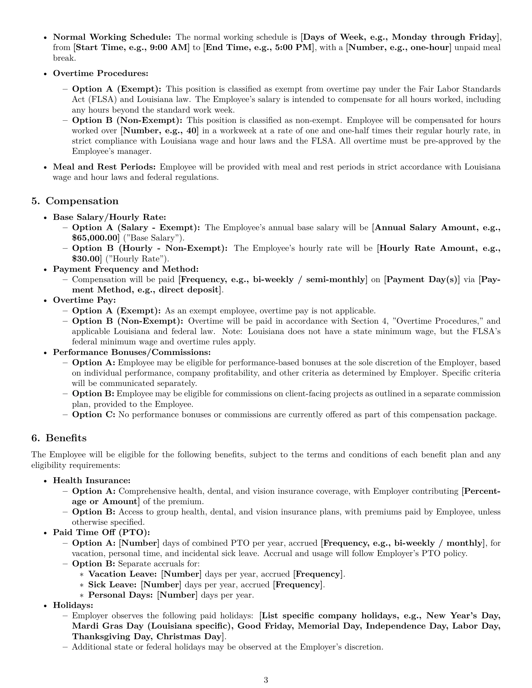 Preview page 3 of Pro Louisiana graphic designer employment contract template