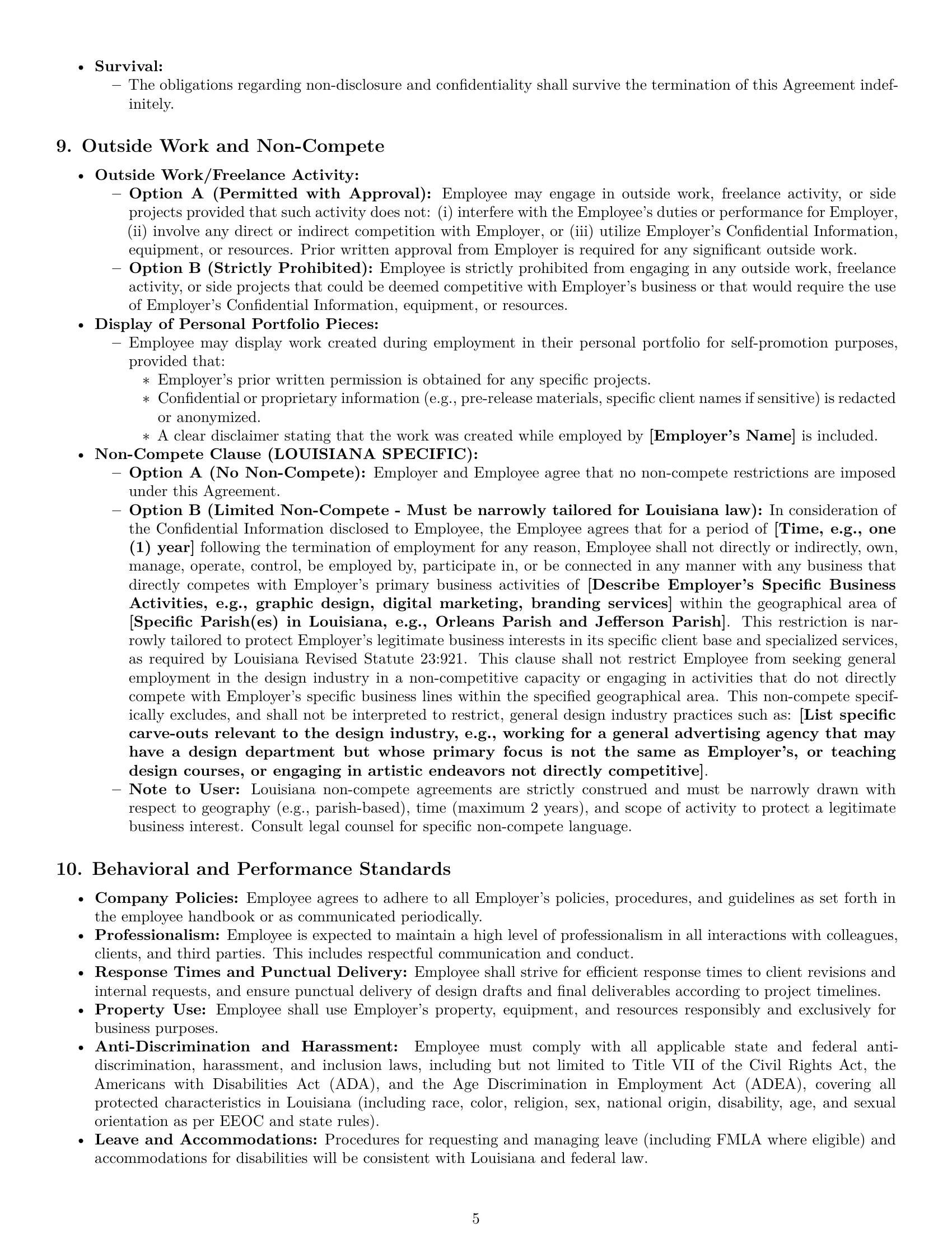 Preview page 5 of Pro Louisiana graphic designer employment contract template