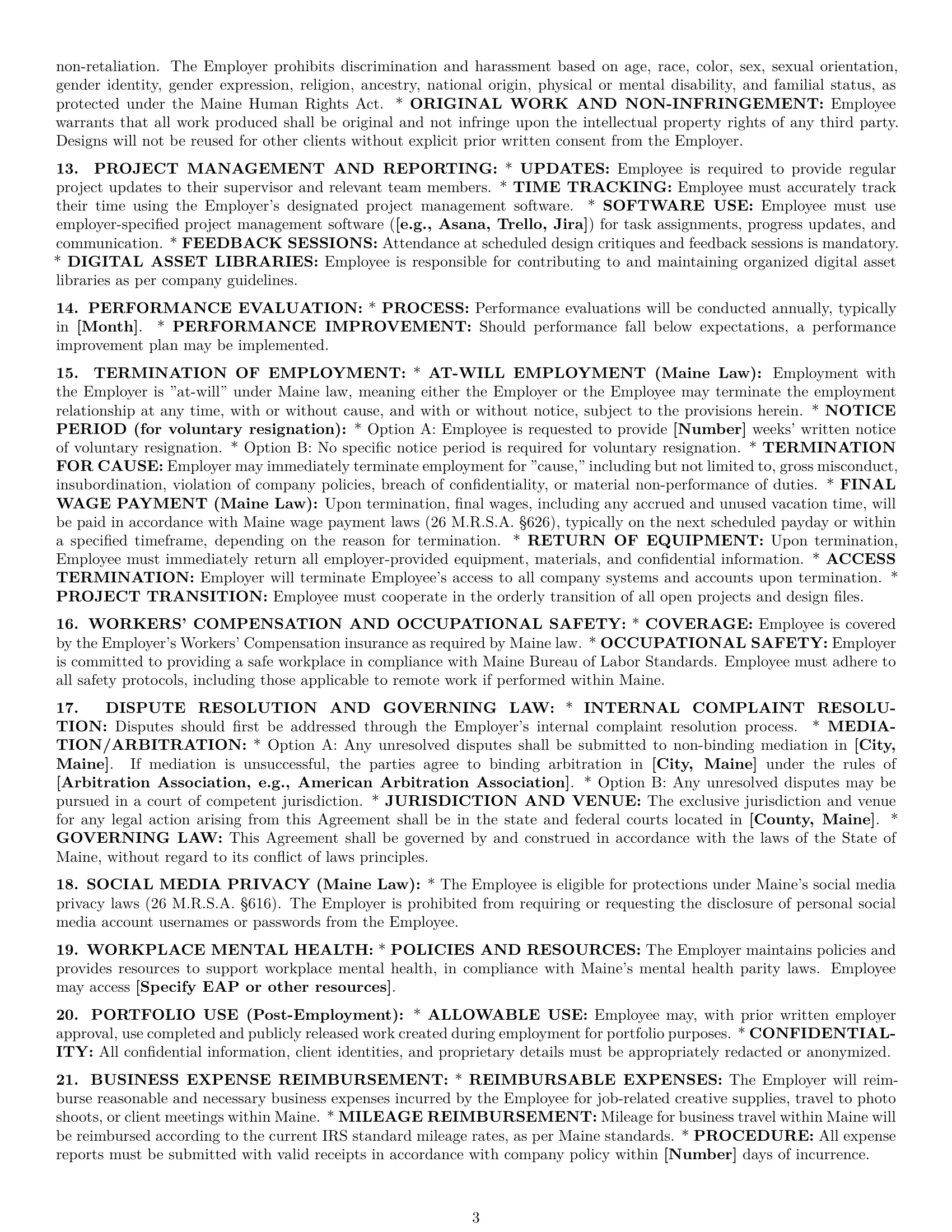 Preview page 3 of Pro Maine graphic designer employment contract template