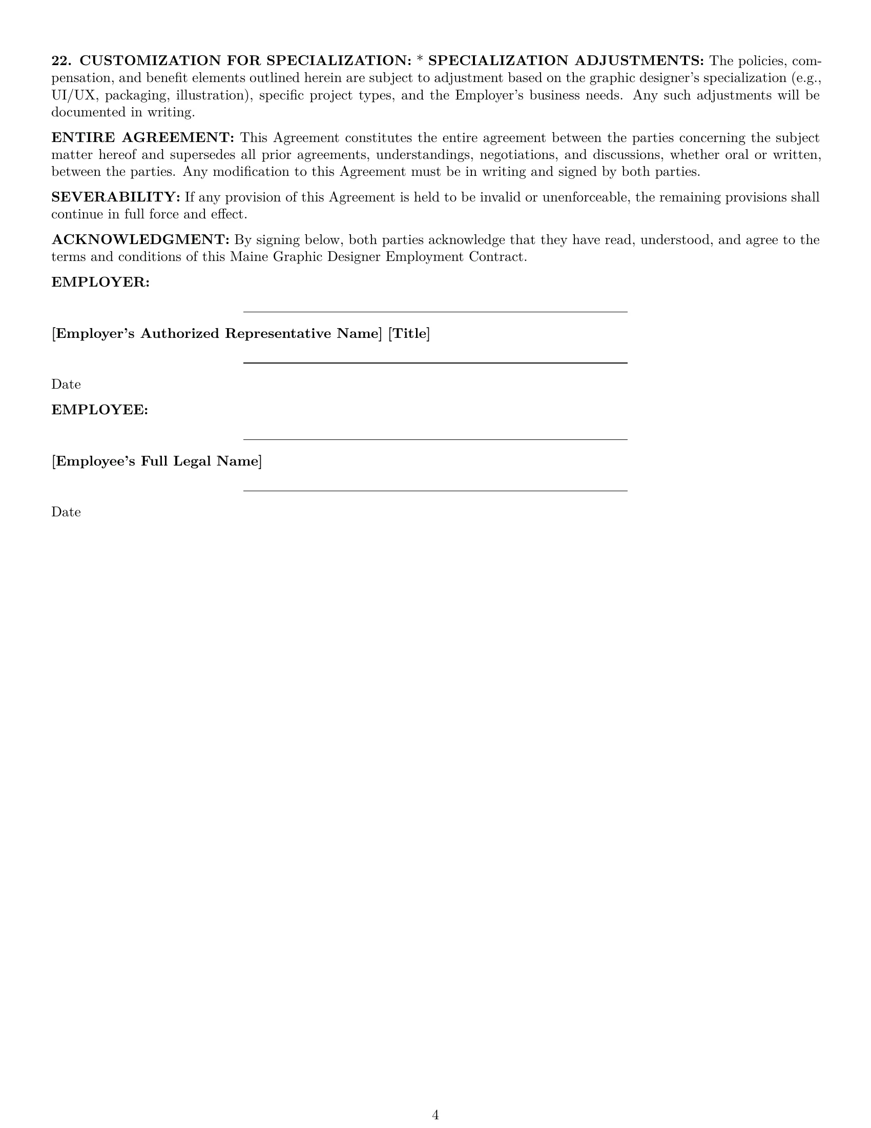 Preview page 4 of Pro Maine graphic designer employment contract template