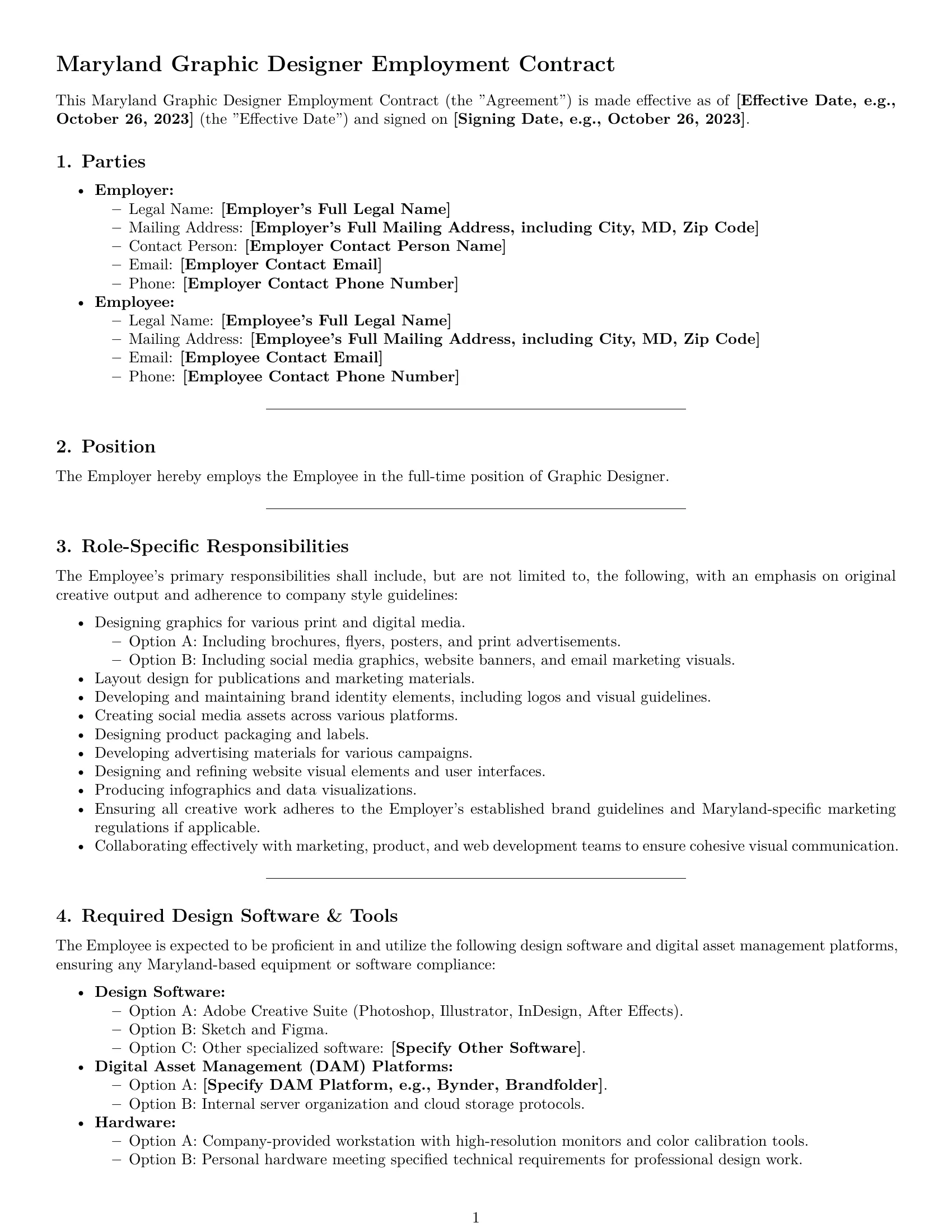 Preview page 1 of Pro Maryland graphic designer employment contract template