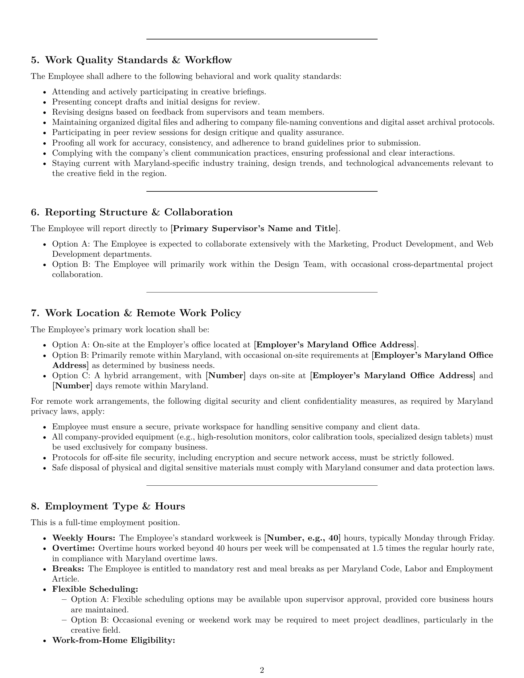 Preview page 2 of Pro Maryland graphic designer employment contract template