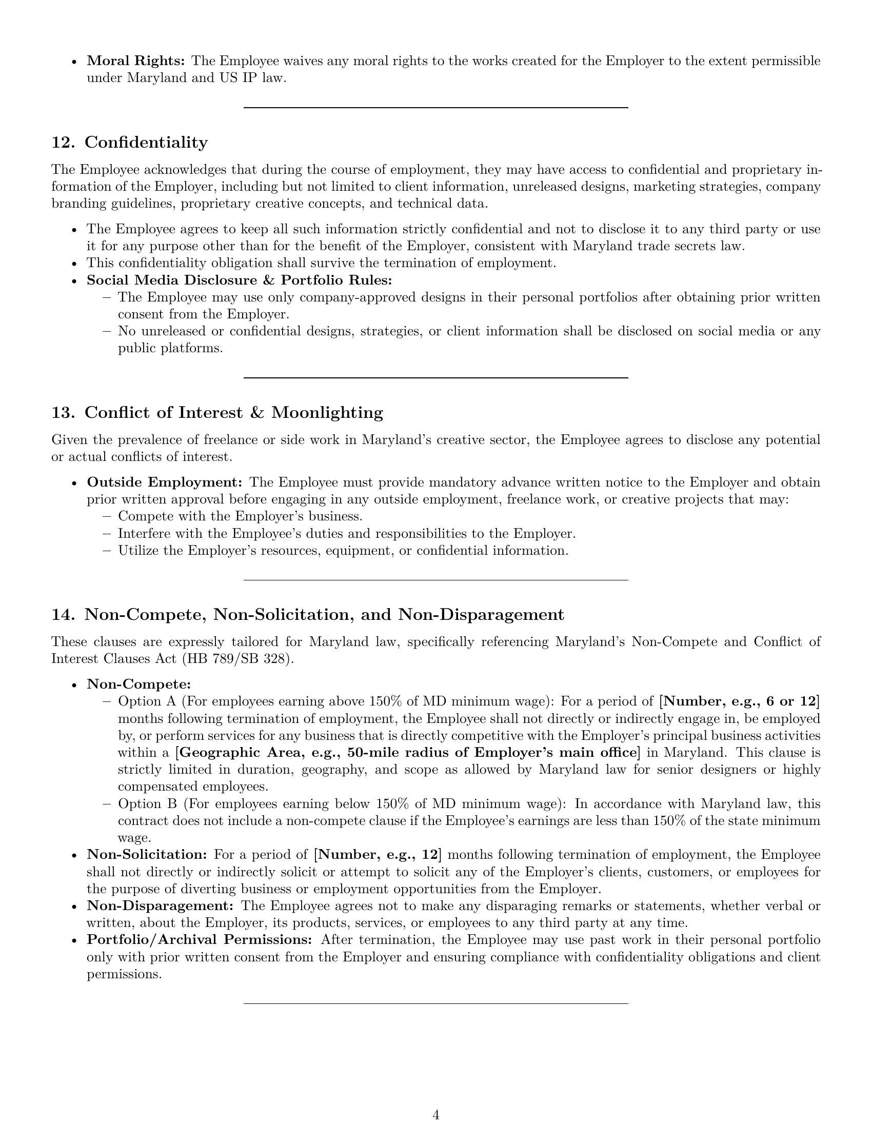 Preview page 4 of Pro Maryland graphic designer employment contract template