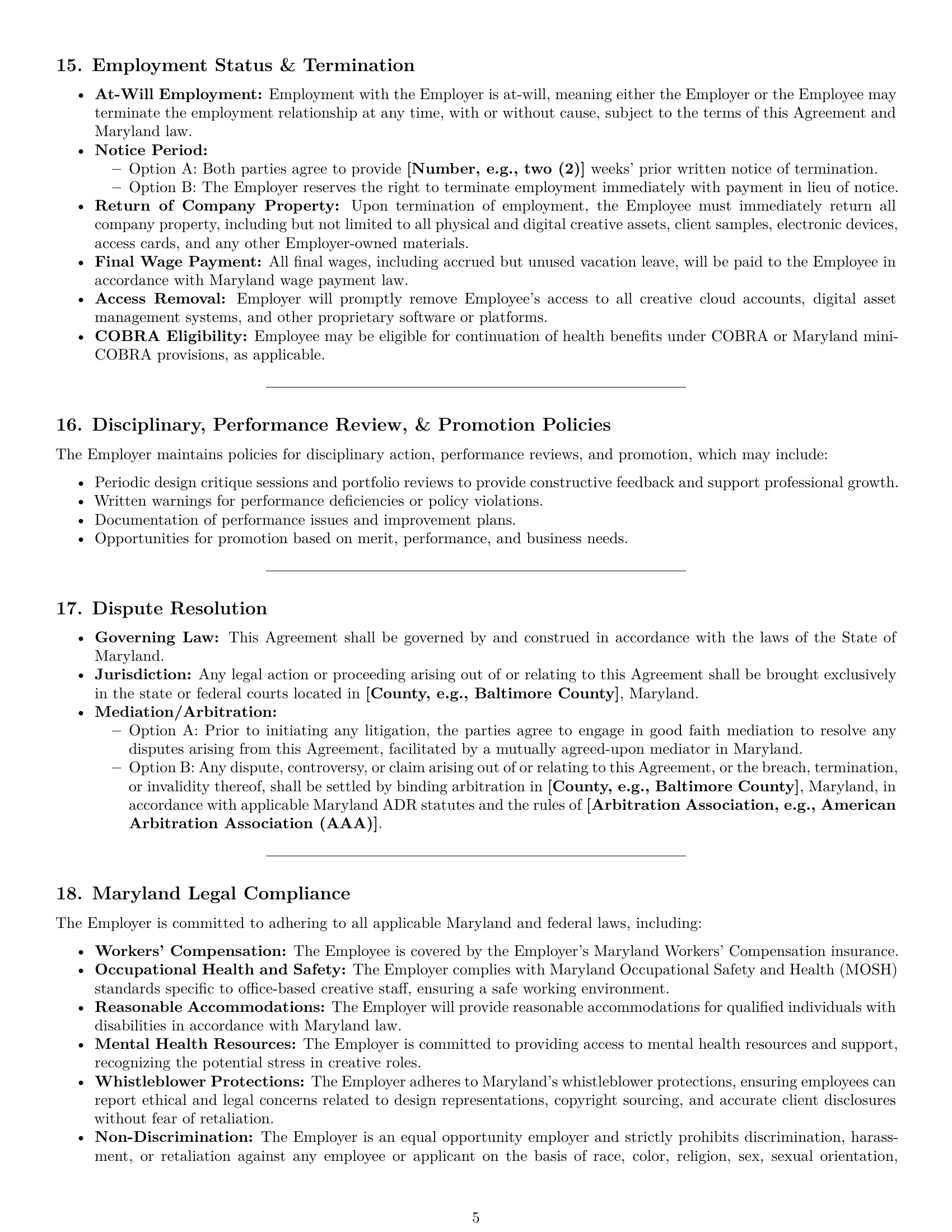 Preview page 5 of Pro Maryland graphic designer employment contract template