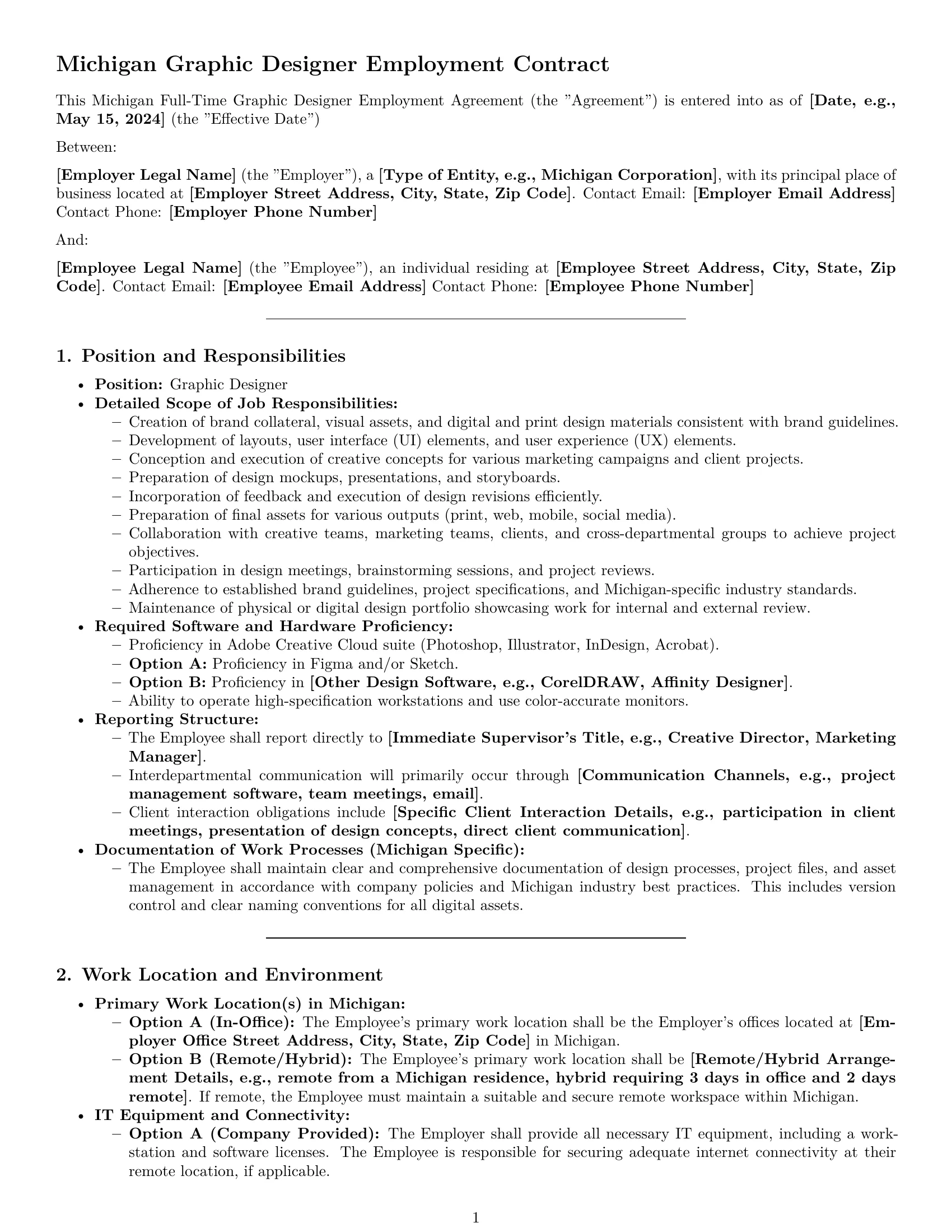 Preview page 1 of Pro Michigan graphic designer employment contract template