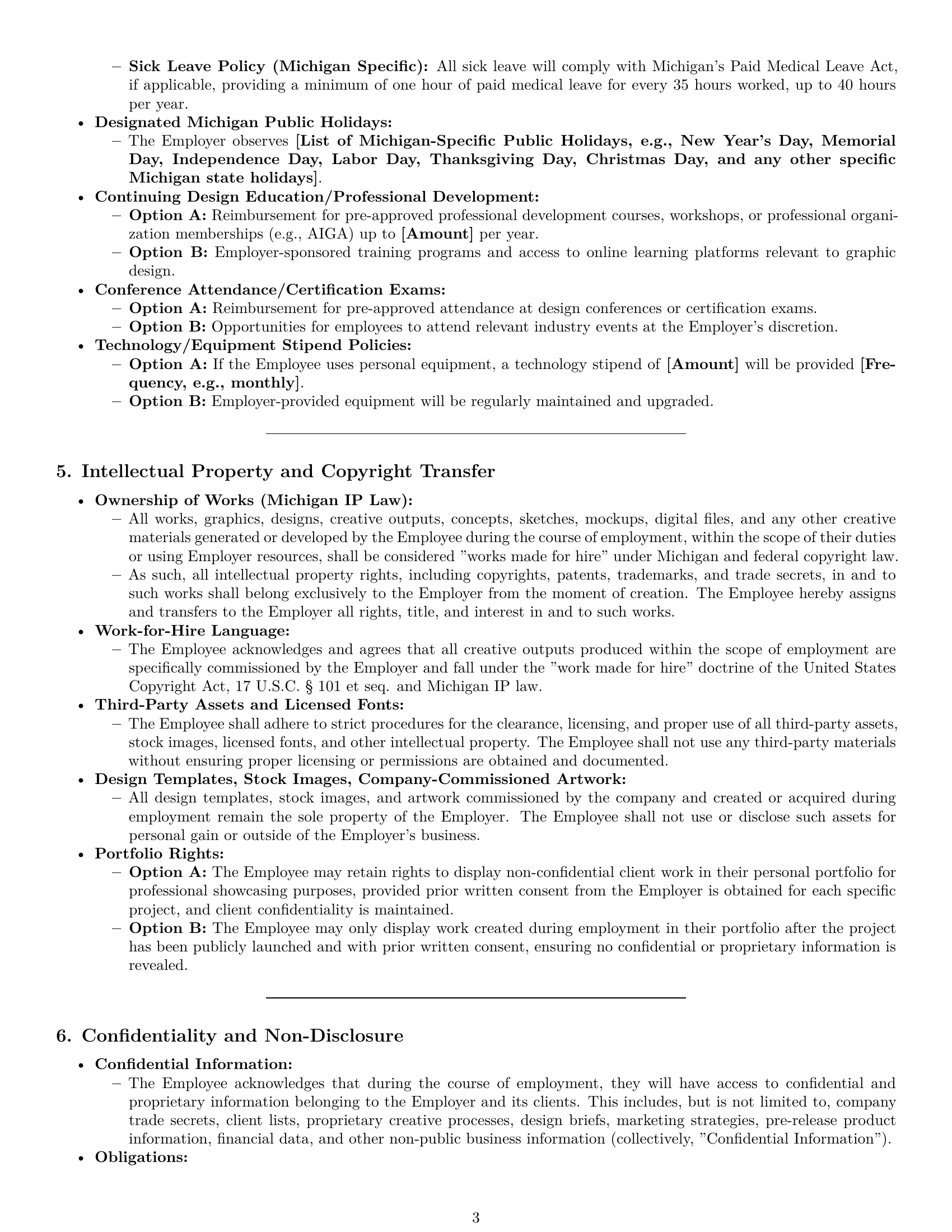 Preview page 3 of Pro Michigan graphic designer employment contract template