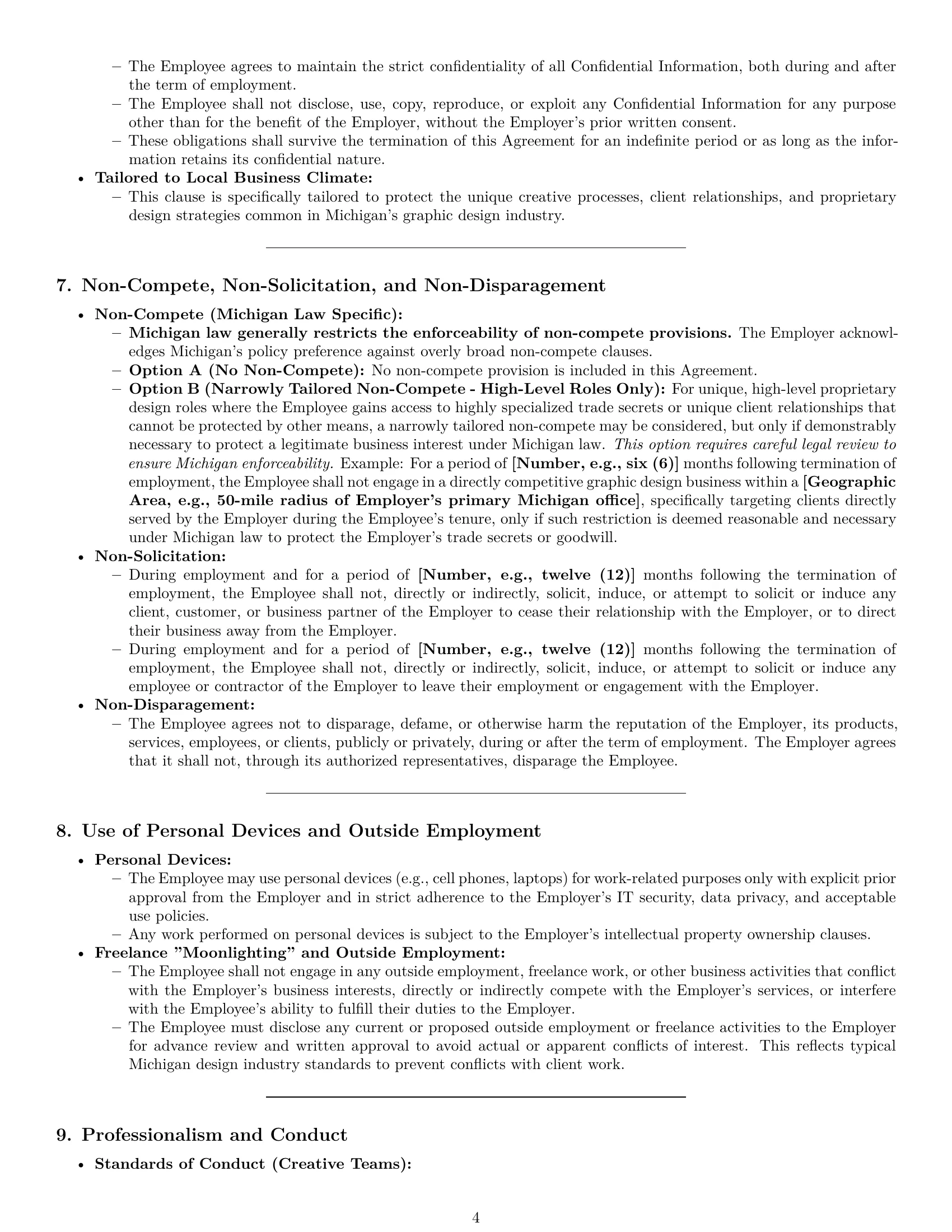 Preview page 4 of Pro Michigan graphic designer employment contract template