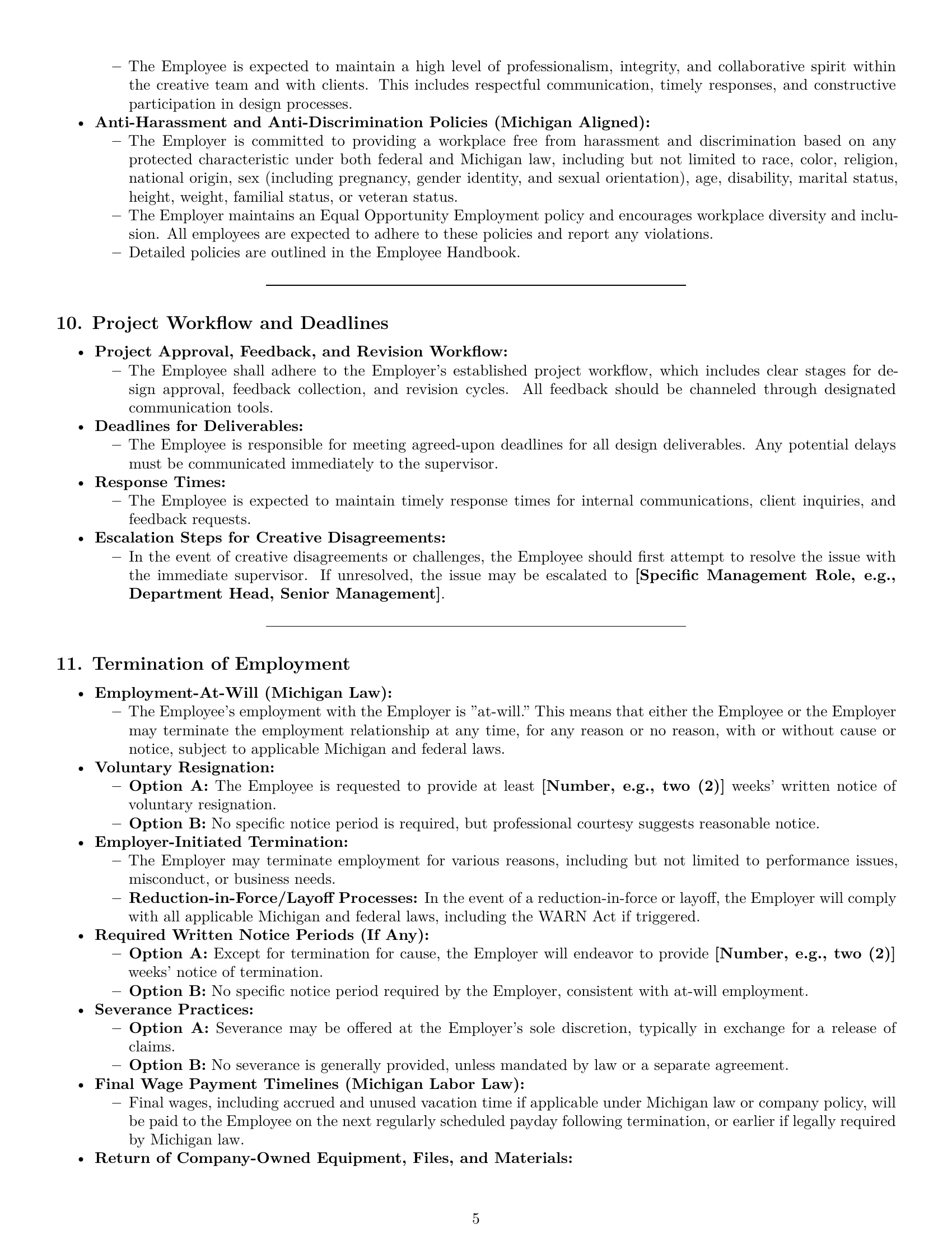 Preview page 5 of Pro Michigan graphic designer employment contract template