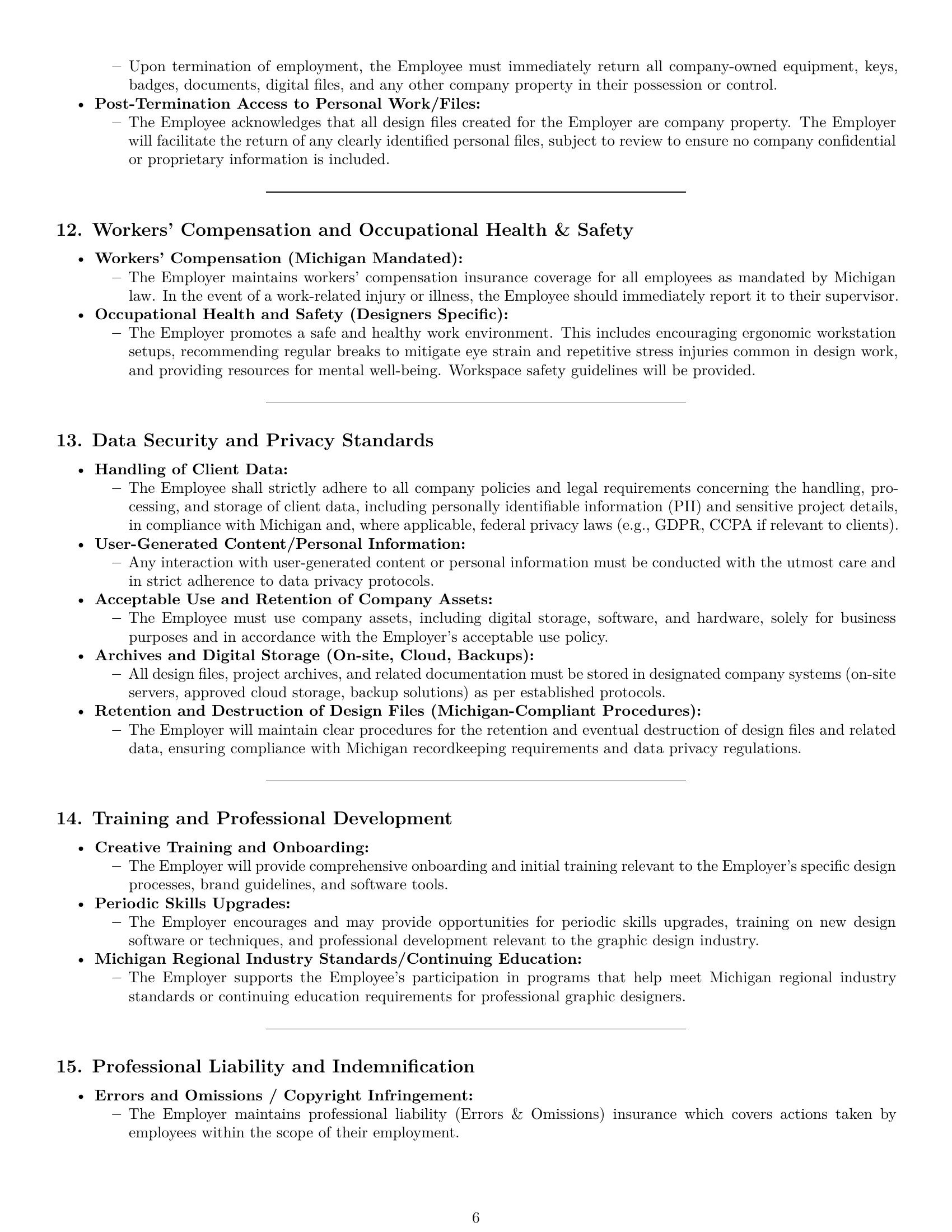 Preview page 6 of Pro Michigan graphic designer employment contract template