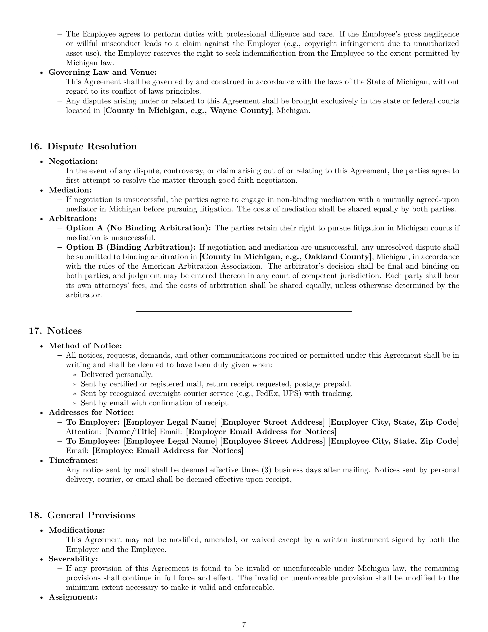 Preview page 7 of Pro Michigan graphic designer employment contract template