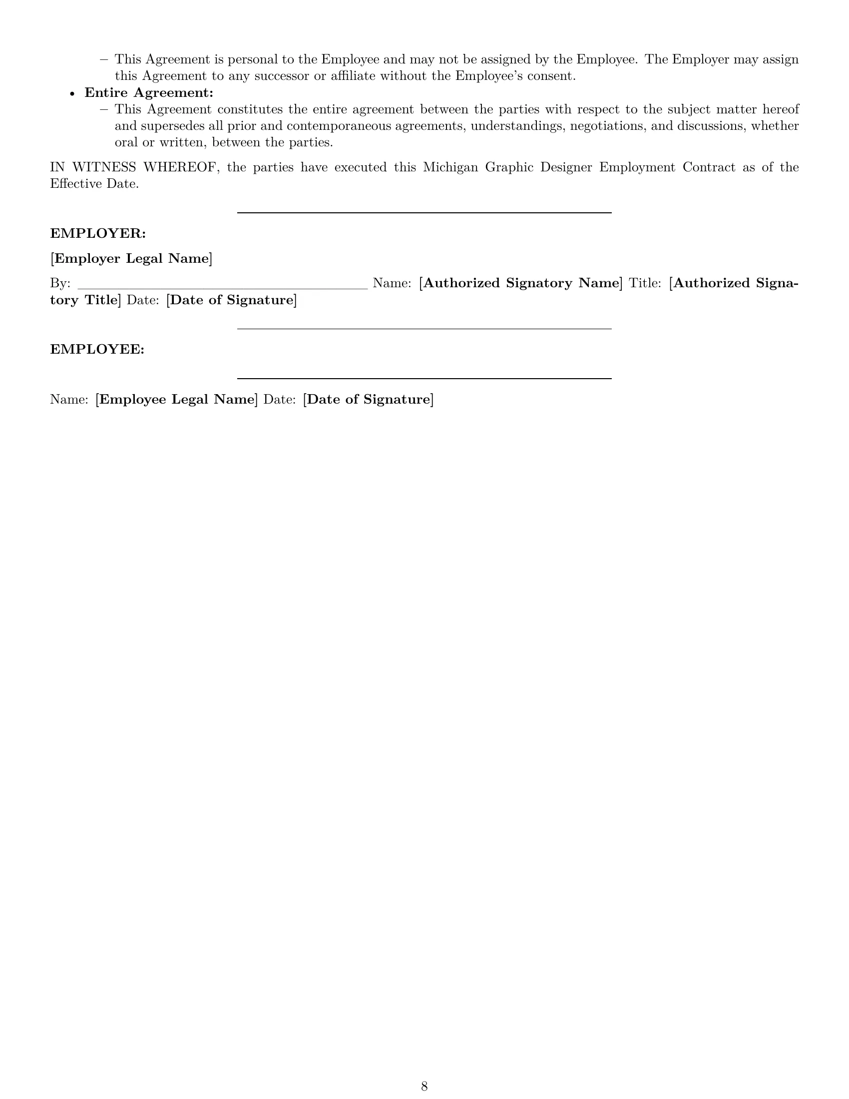 Preview page 8 of Pro Michigan graphic designer employment contract template