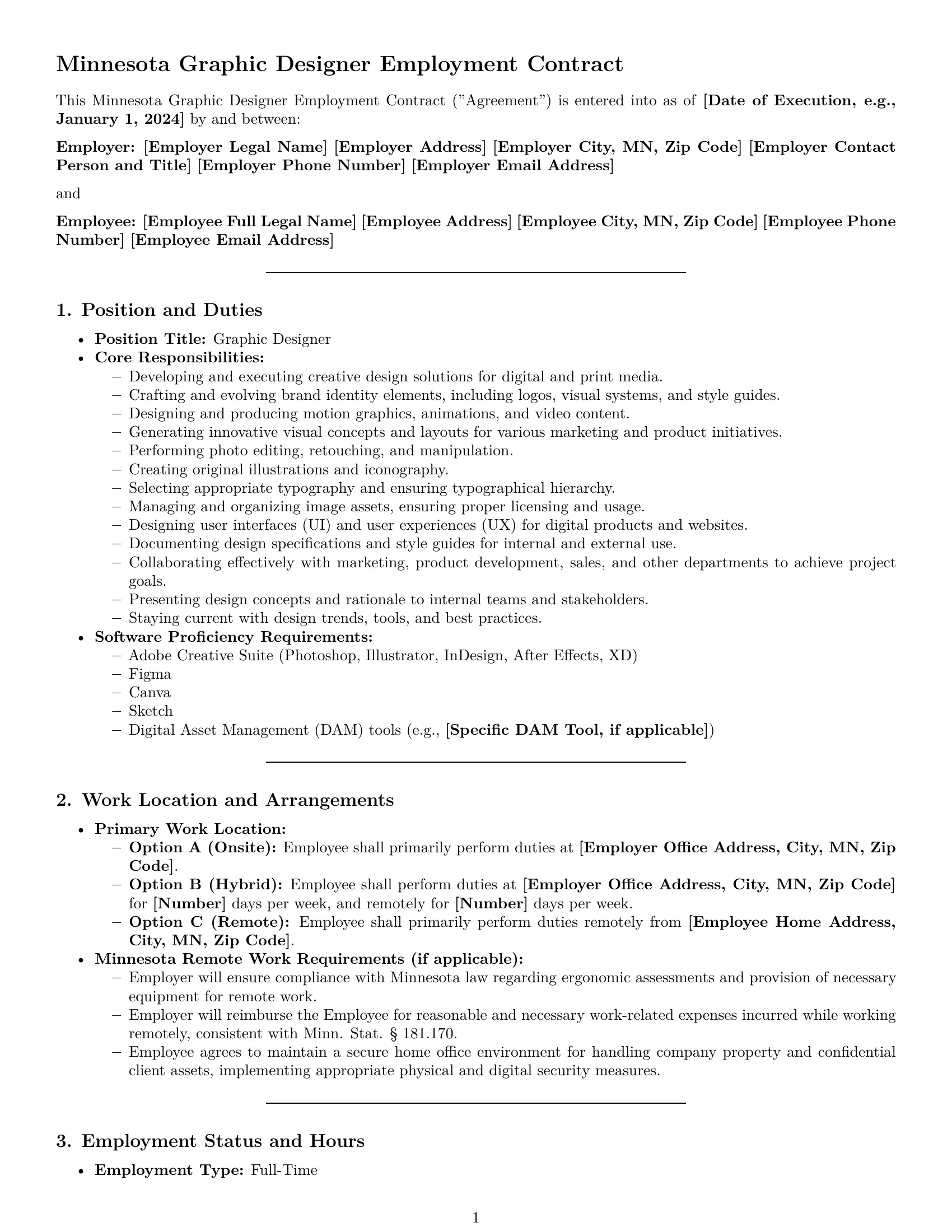 Preview page 1 of Pro Minnesota graphic designer employment contract template