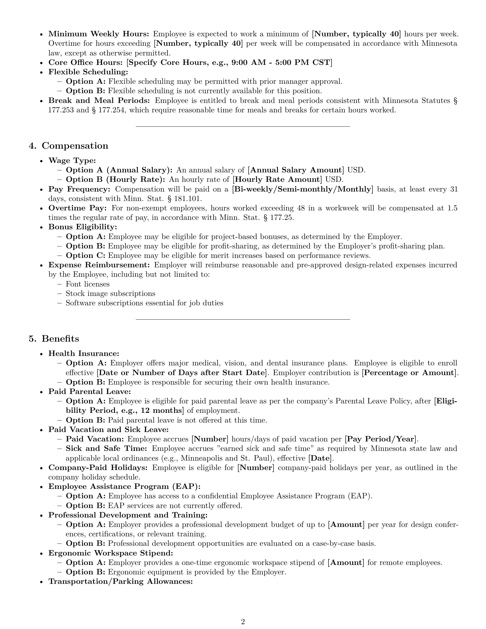 Preview page 2 of Pro Minnesota graphic designer employment contract template