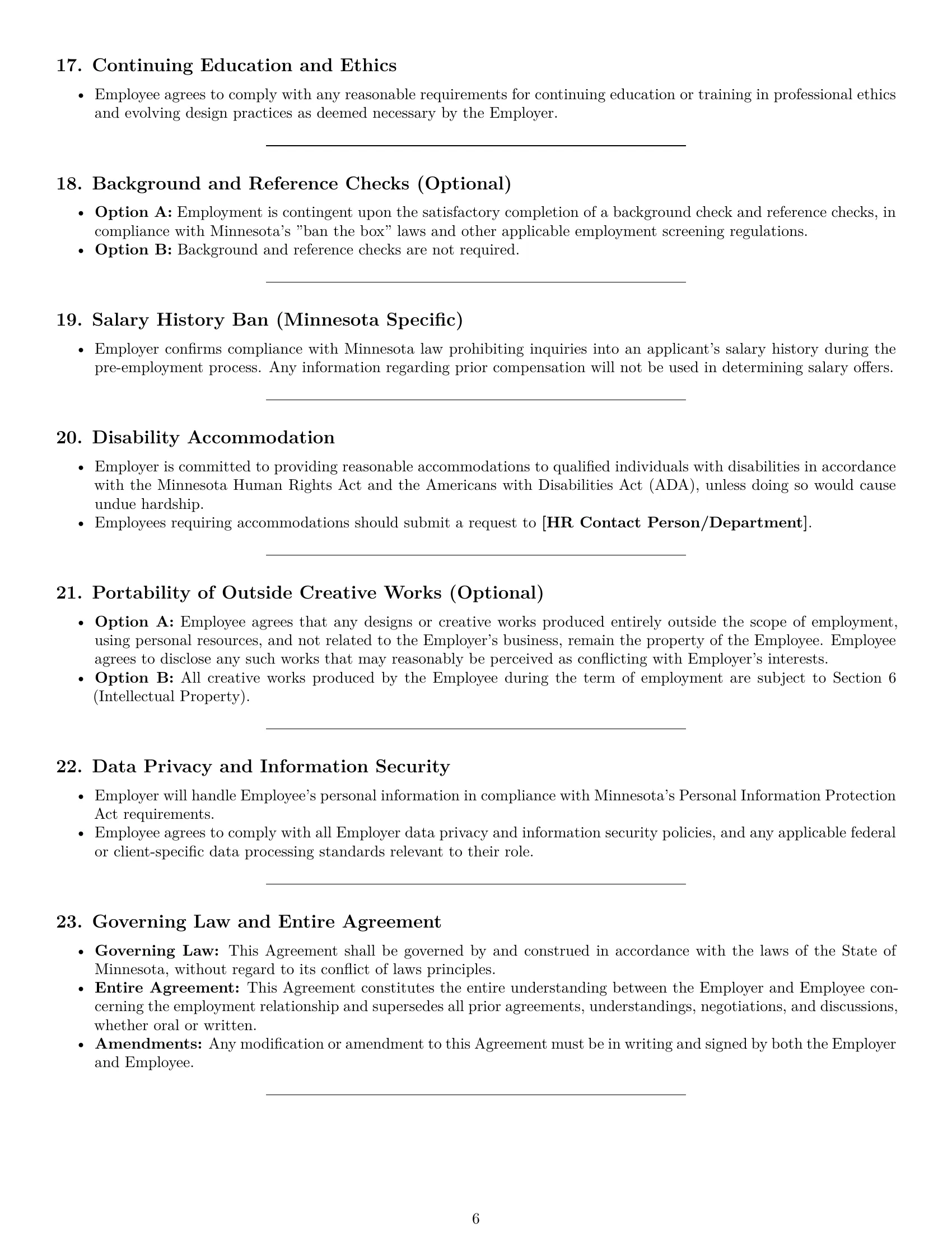 Preview page 6 of Pro Minnesota graphic designer employment contract template