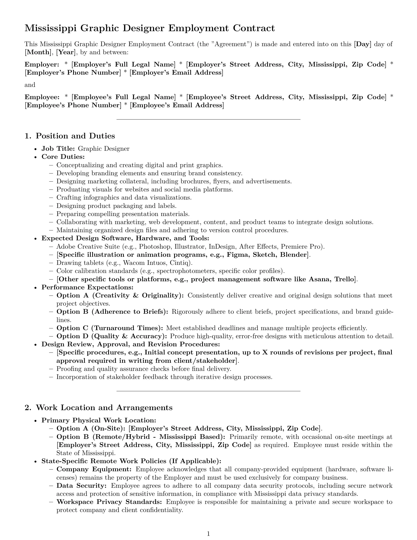 Preview page 1 of Pro Mississippi graphic designer employment contract template